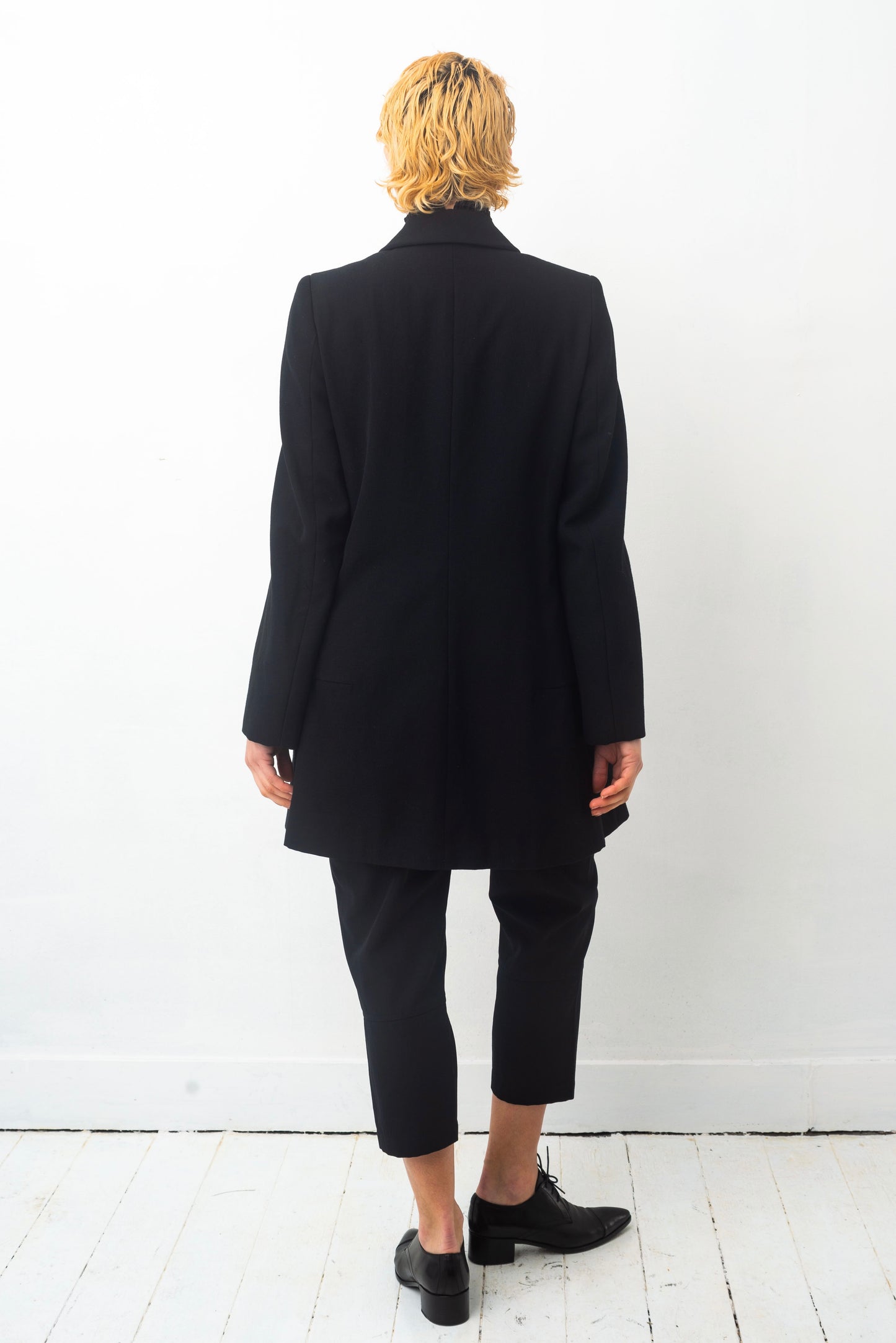 Comme des Garçons AD 1995 black wool coat with attached skirt