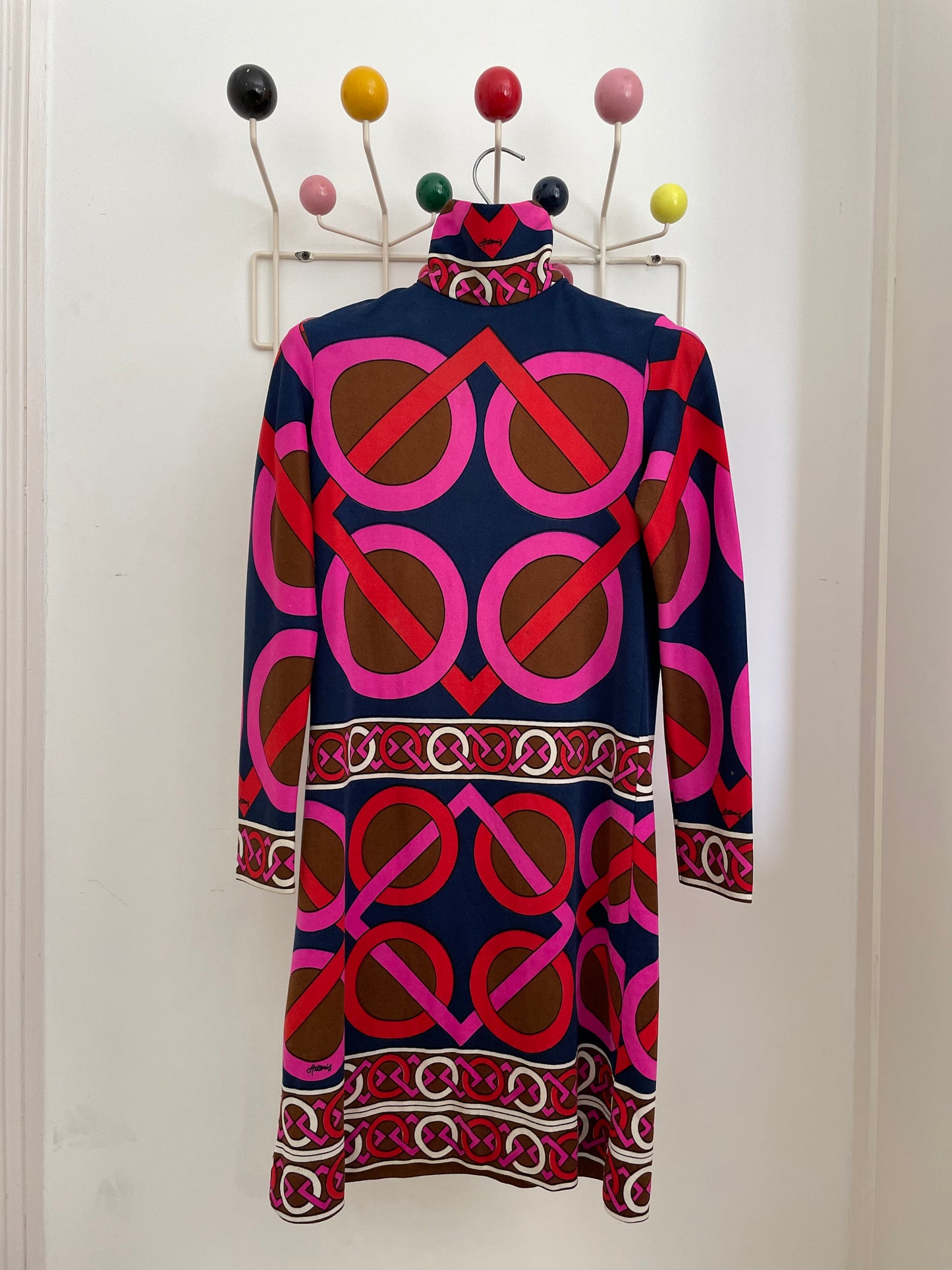 Artemis 70's trompe l'oeil 3D graphic print mini dress