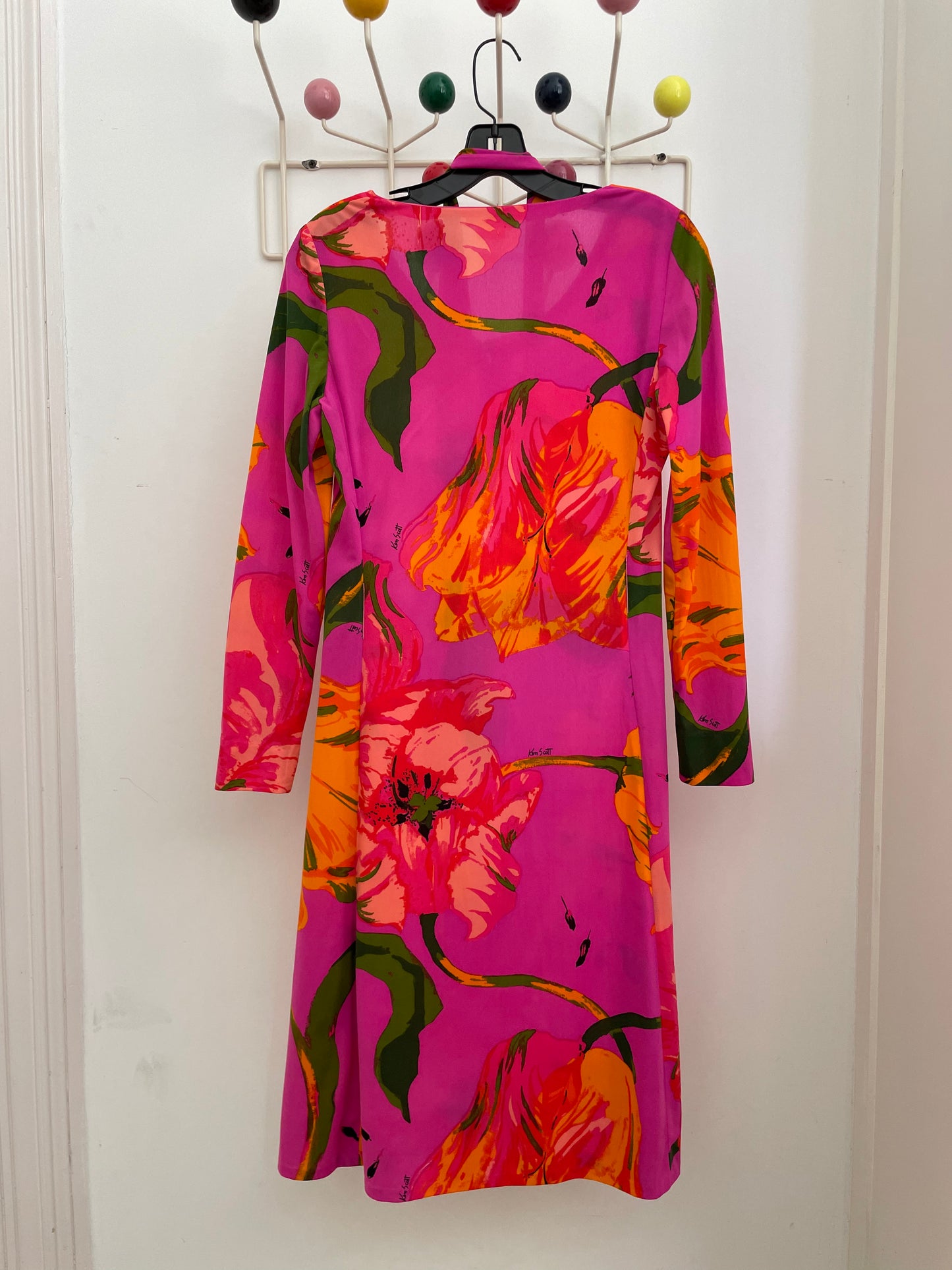 Ken Scott 70's flower print dress with matching belt/scarf