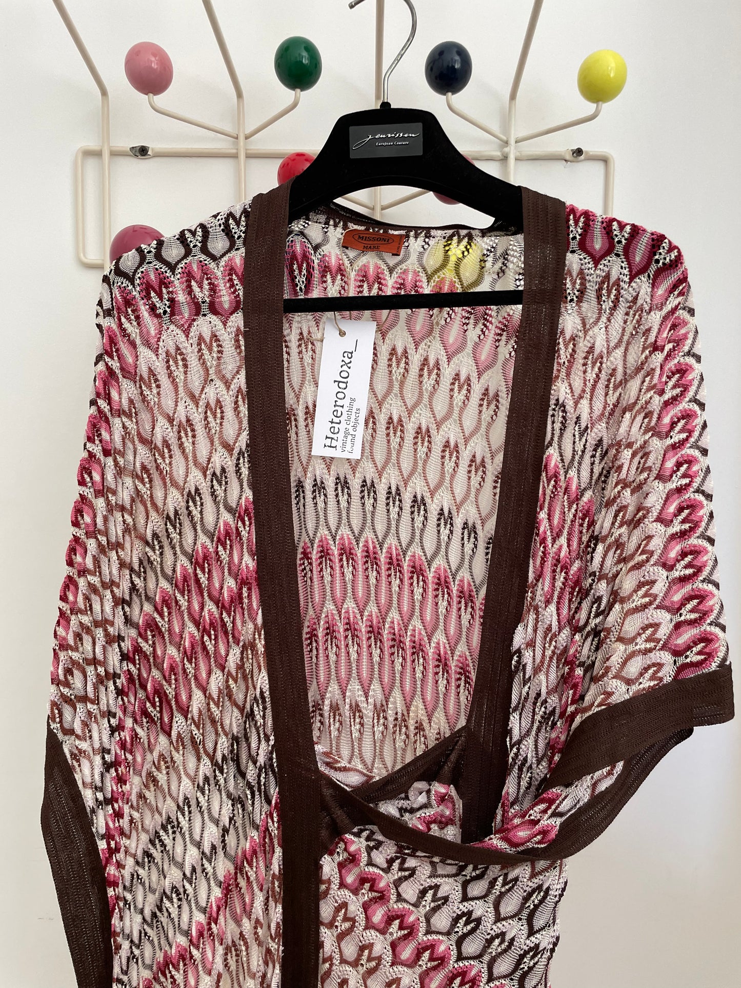 Missoni 90's knit wrap dress in shades of pink and brown
