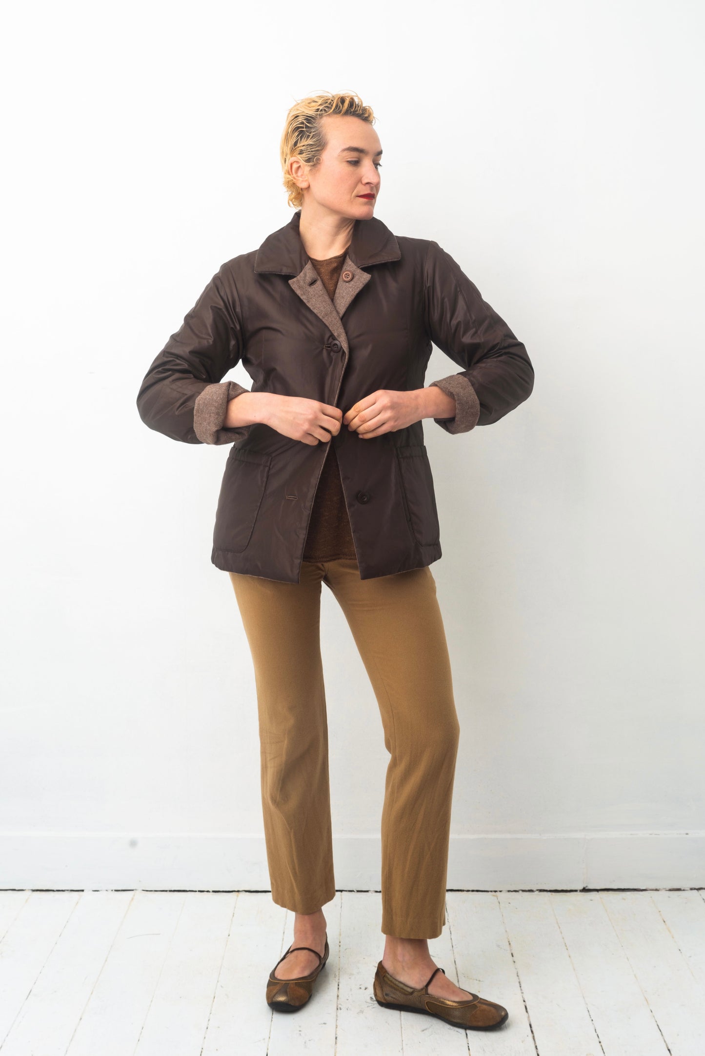 Issey Miyake Plantation 90’s reversible brown wool and padded nylon jacket