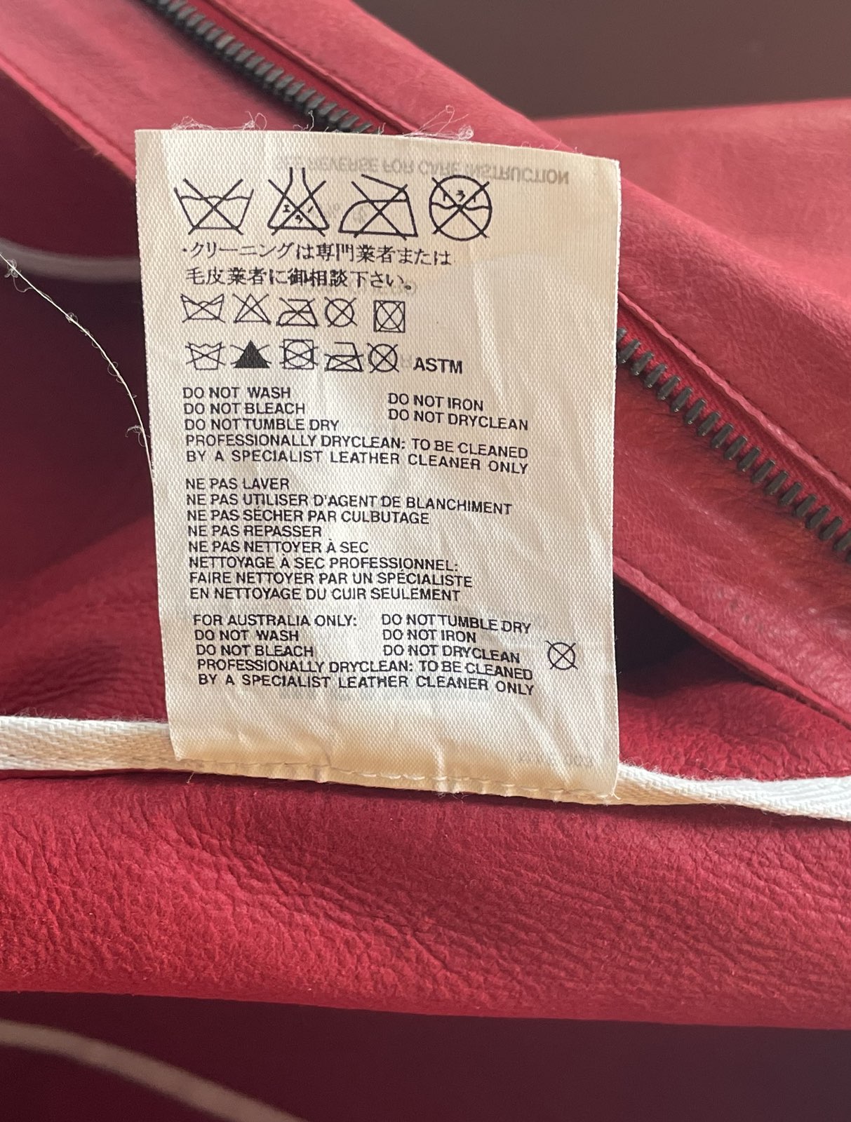 Jil Sander 2000's red leather motorcycle jacket