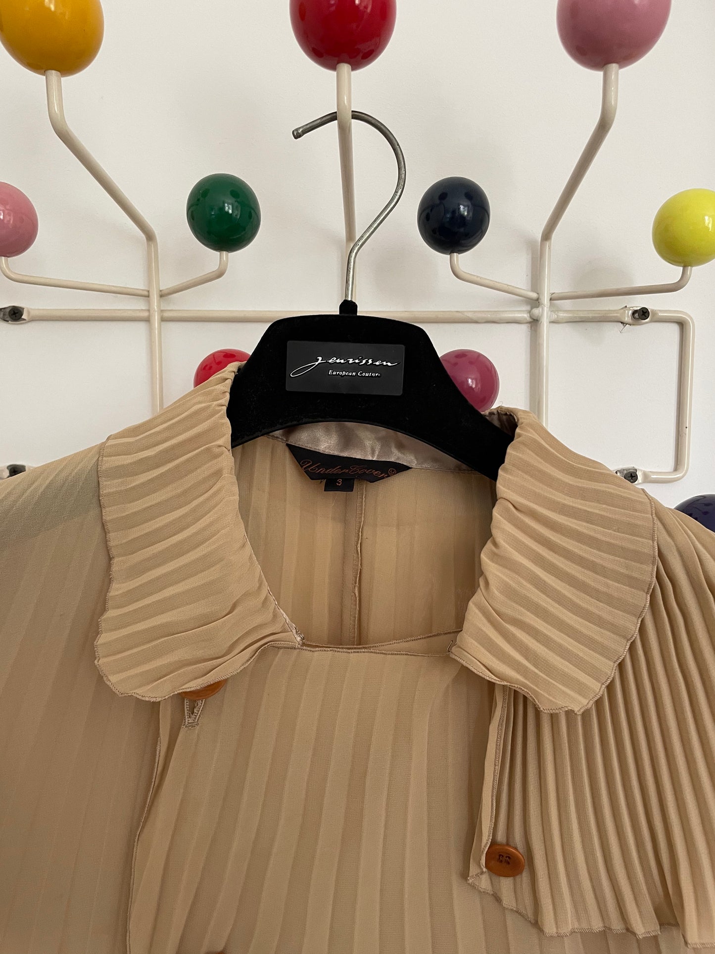 Undercover 90's- early 2000's pleated long beige double breasted tunic shirt