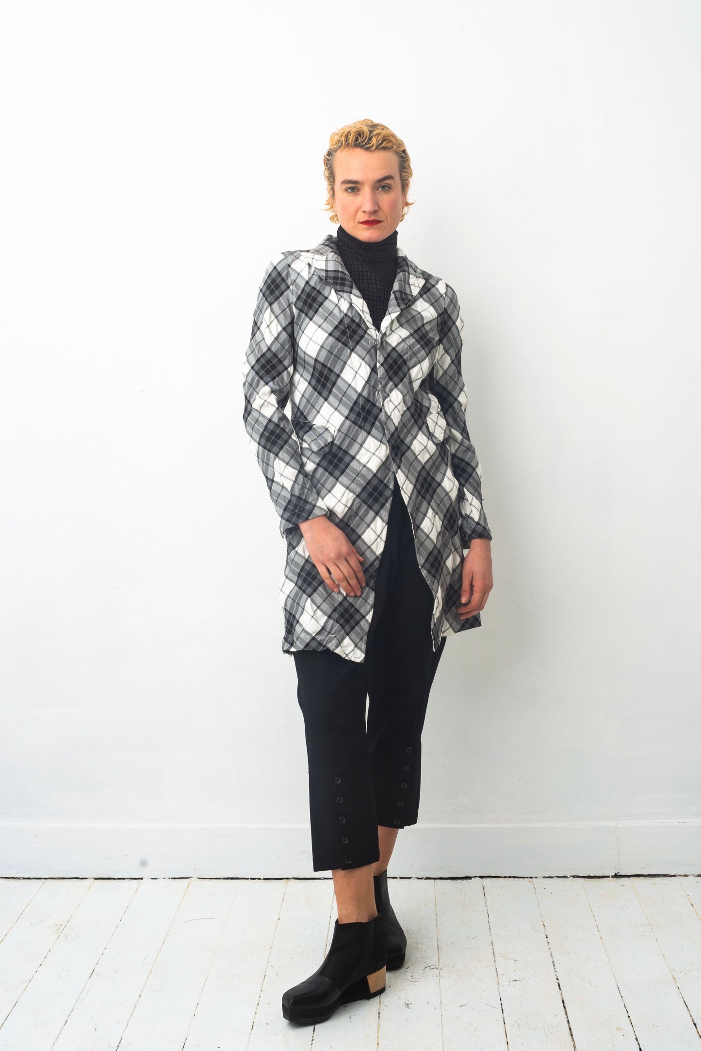 Comme des Garçons AD2010 checkered wrinkled black, grey and white jacket