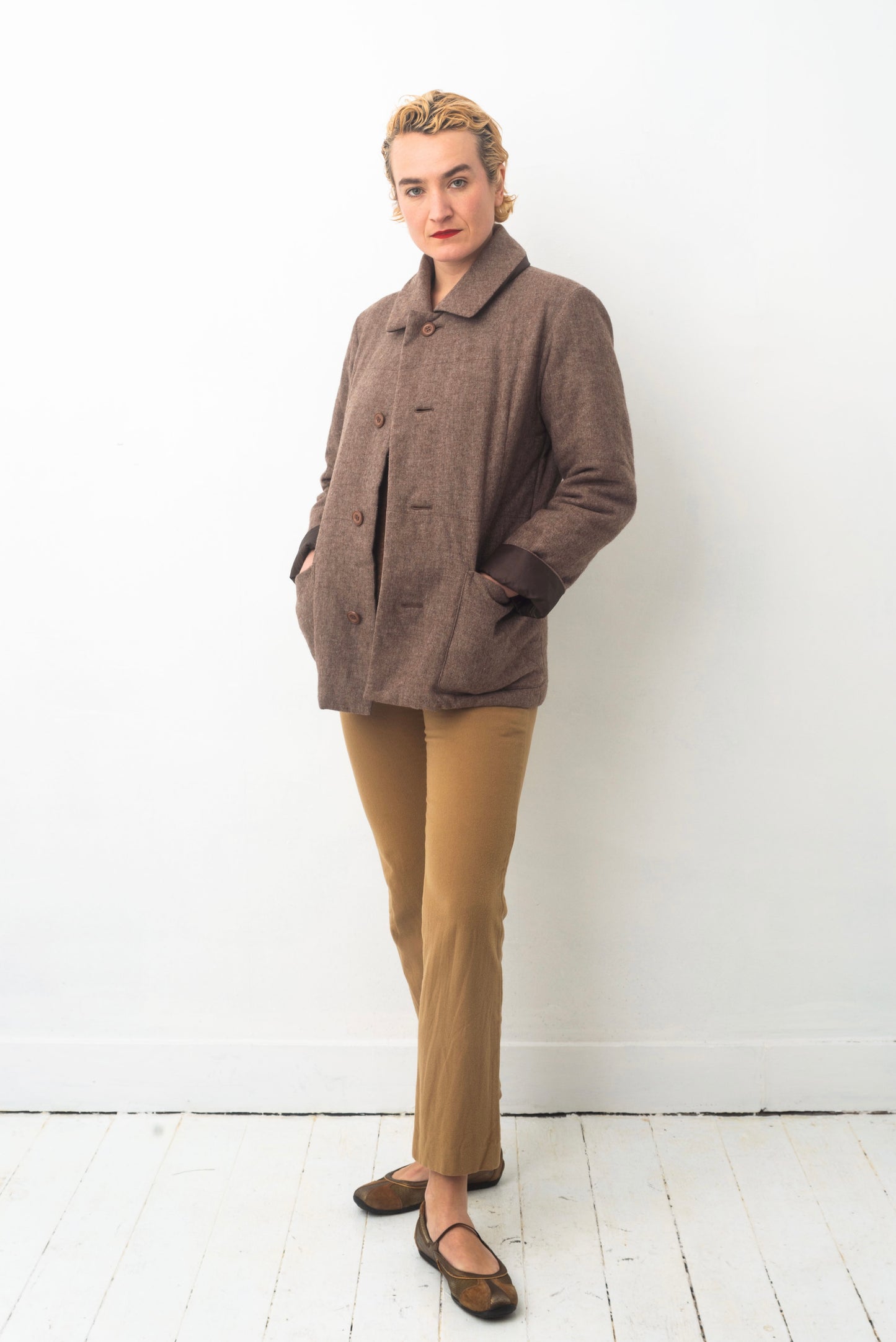 Issey Miyake Plantation 90’s reversible brown wool and padded nylon jacket