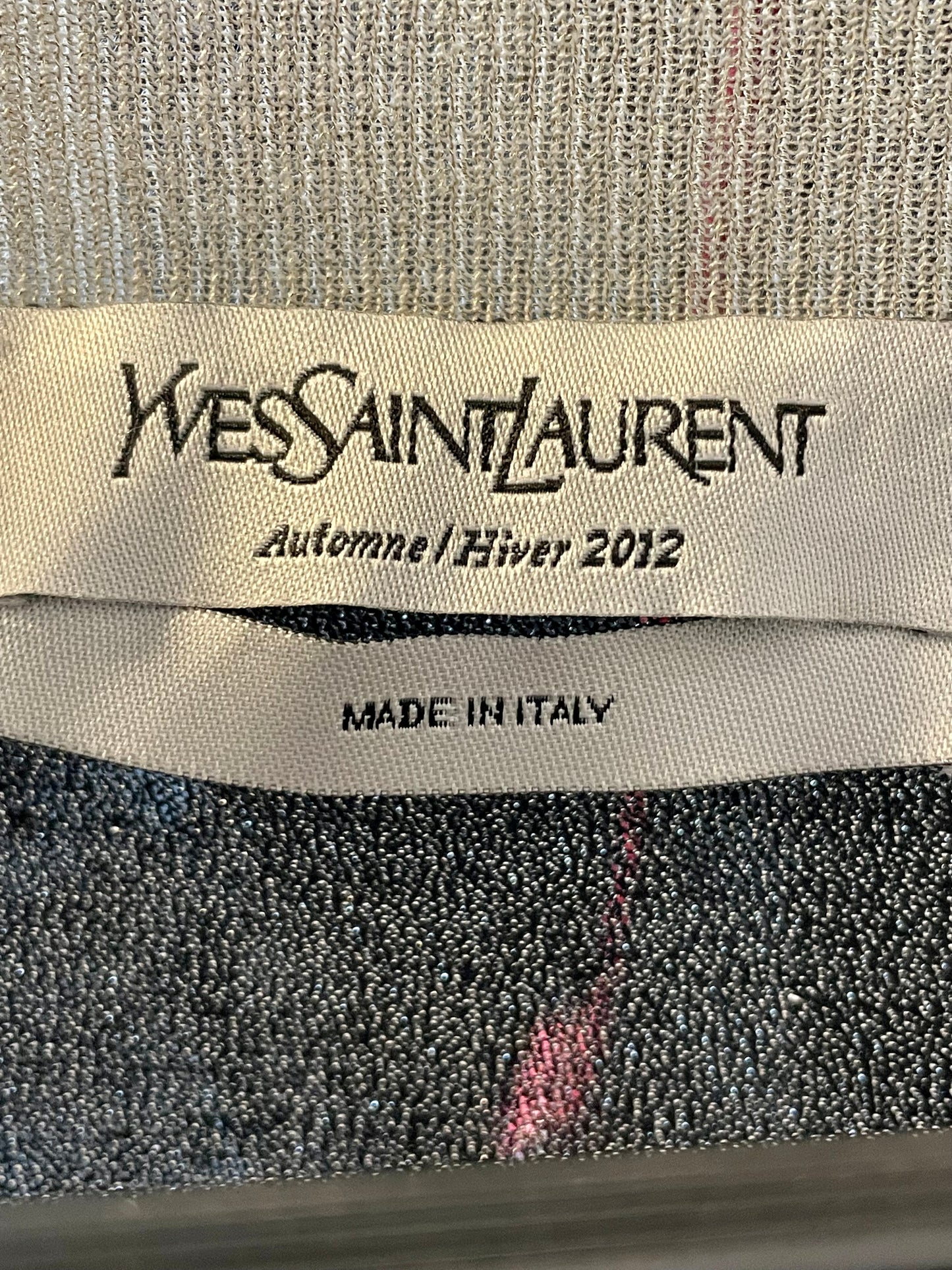Yves Saint Laurent FW 2012 silver knit long sleeve shirt