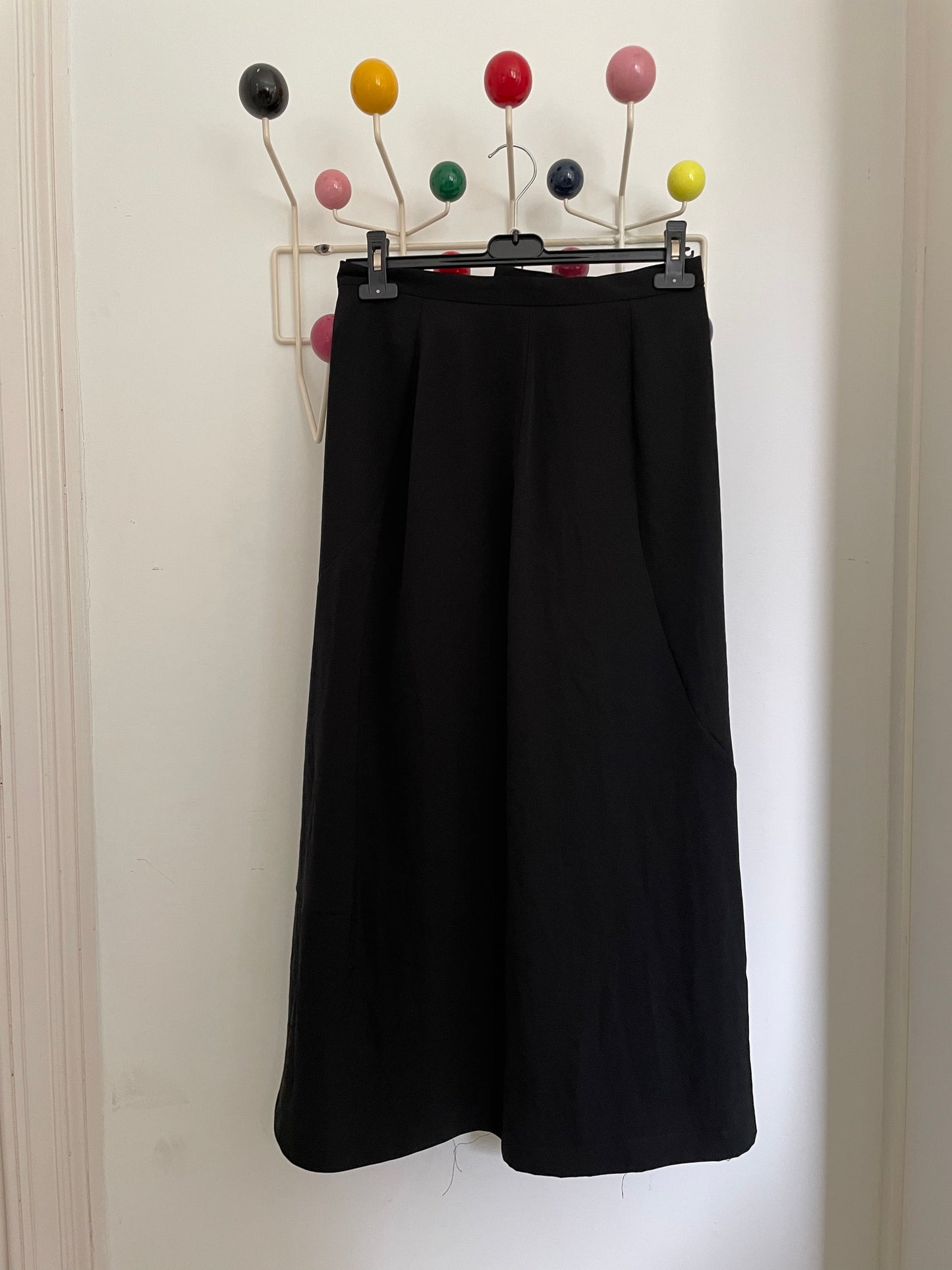 Comme des Garçons FW 1995 black maxi patchwork skirt with round strips of fabric