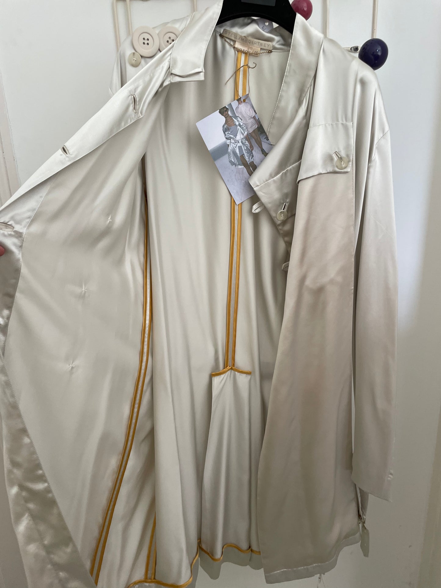Stella McCartney SS 2003 silver silk fluid coat / dress with matching belt