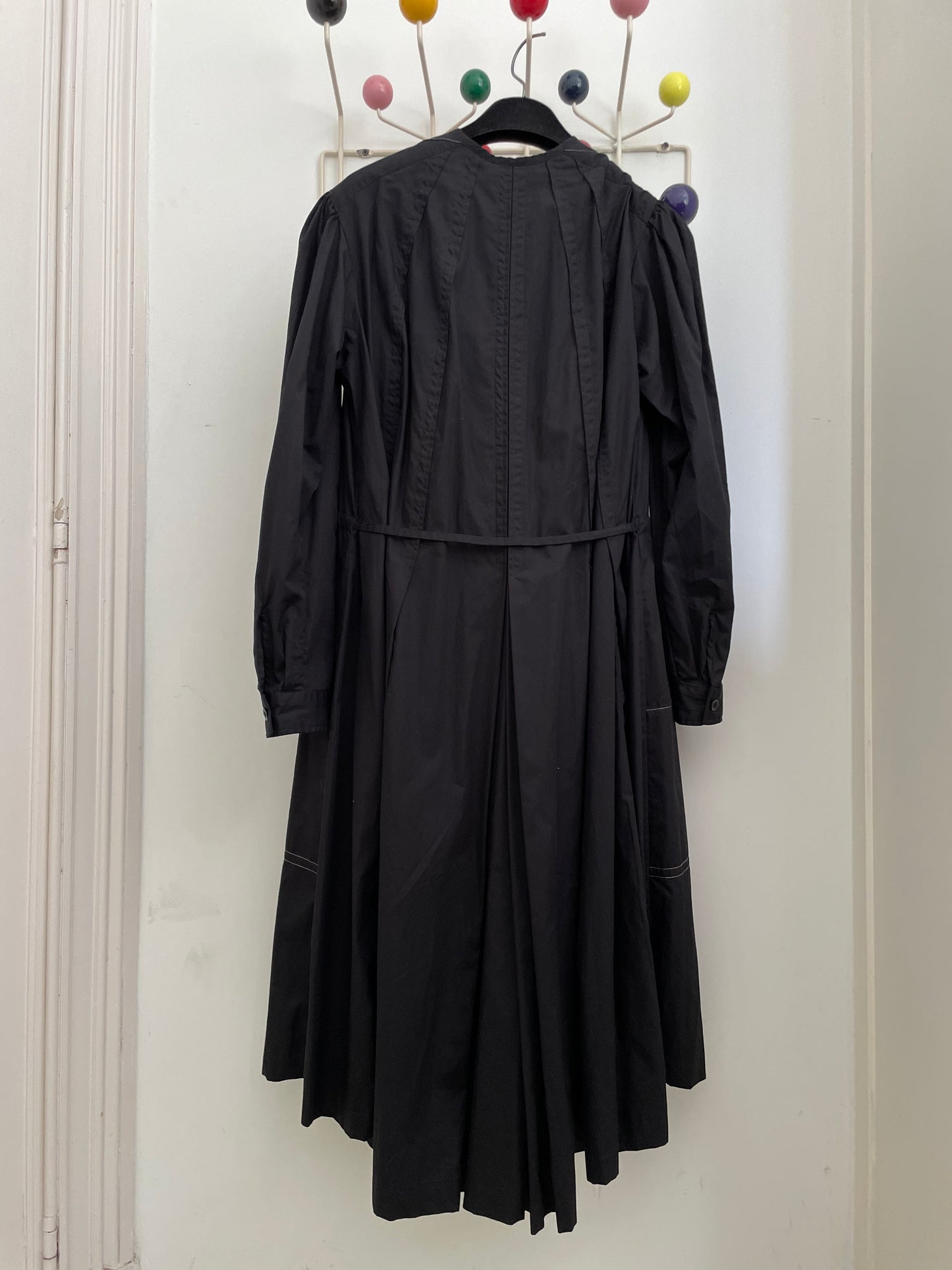 Dries van Noten SS 2006 black pleated long coat / dress