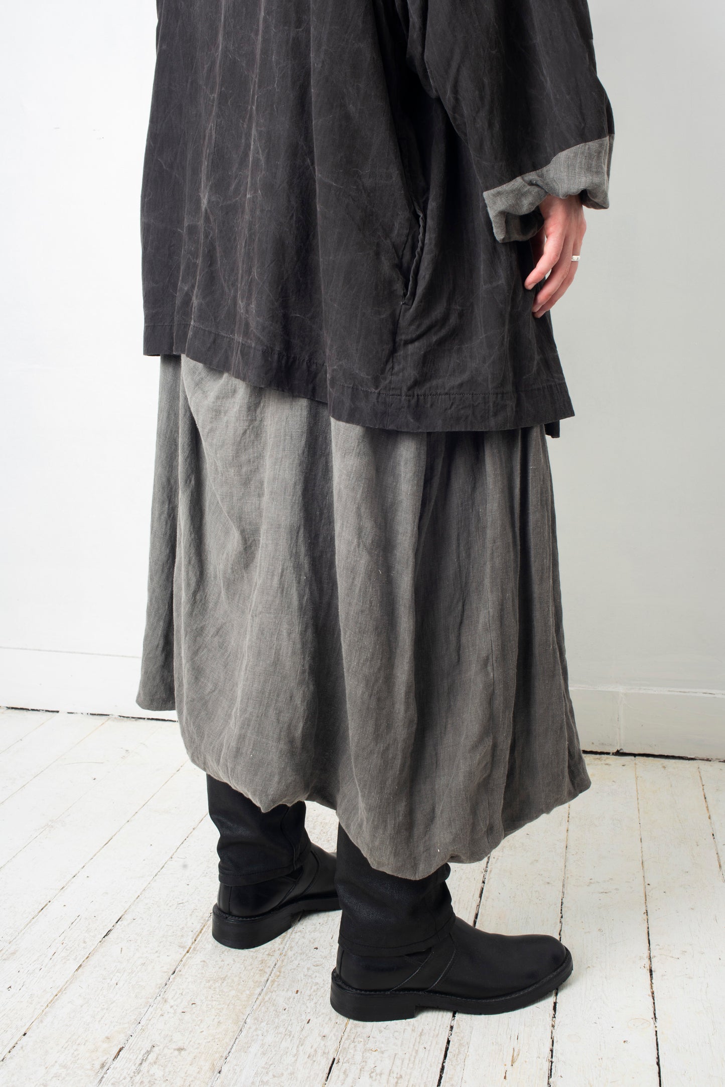 Comme des Garçons reversible wrinkled grey oversized coat