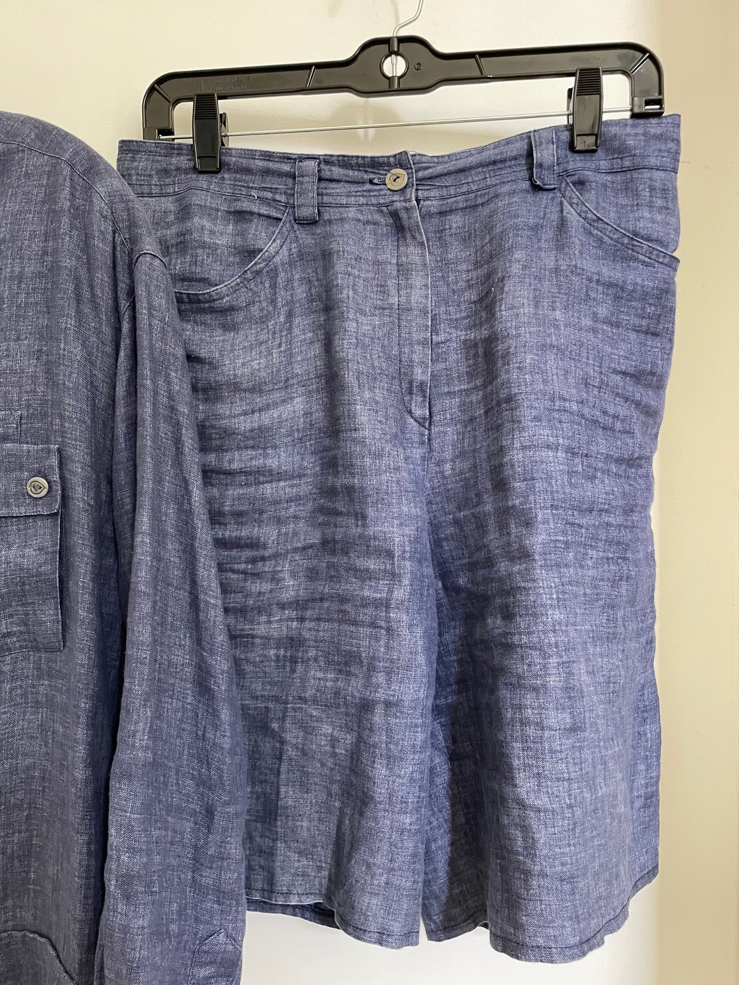 Sonia Rykiel Inscription 90s linnen blue short suit