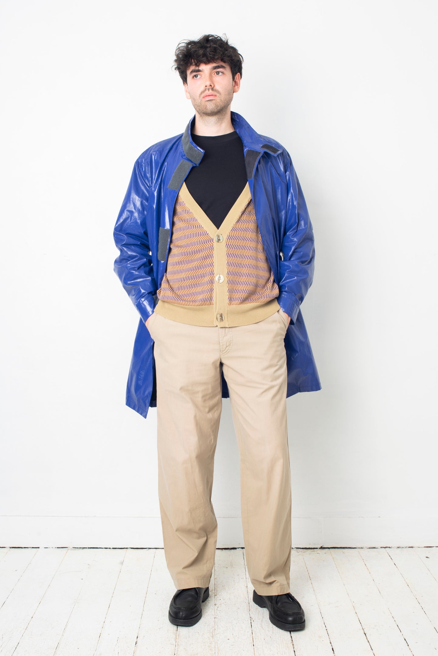 Prada Linea Rossa 2000´s electric blue nylon rain jacket with Velcro closure
