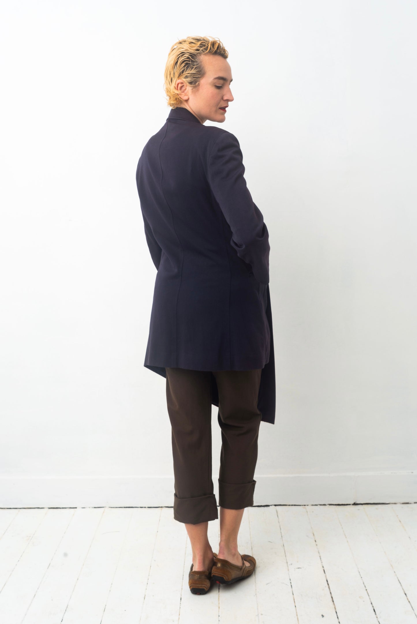 Comme des Garçons 90’s asymmetrical rayon plum jacket
