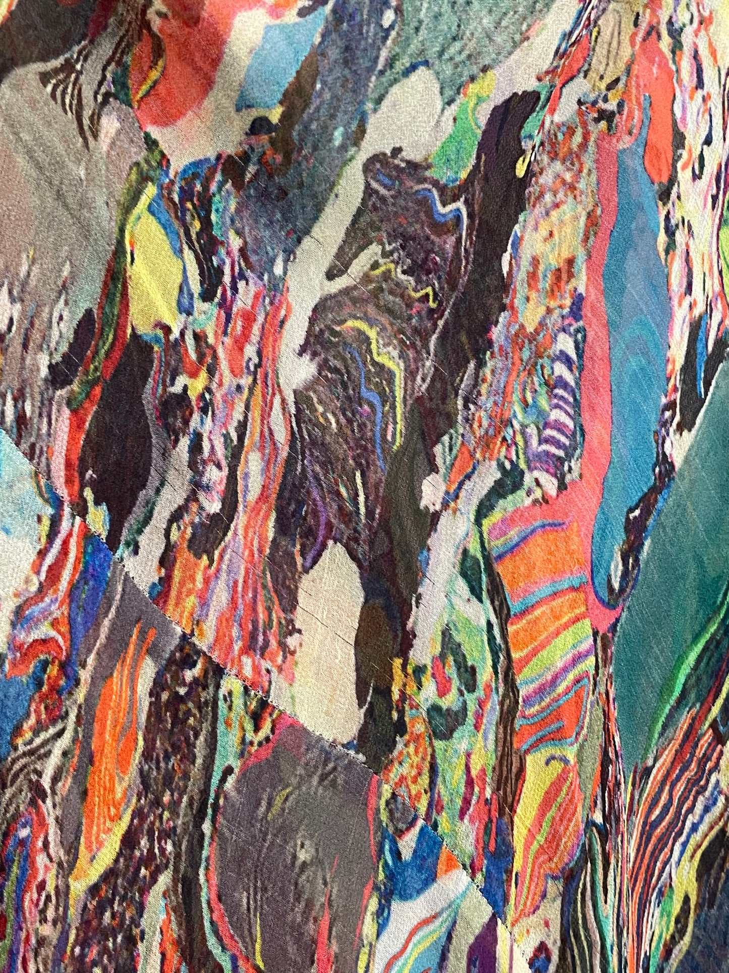Dries van Noten FW 2008 multicolour marble print silk skirt