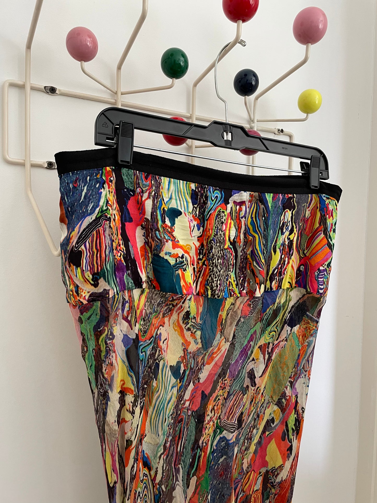 Dries van Noten FW 2008 multicolour marble print silk skirt