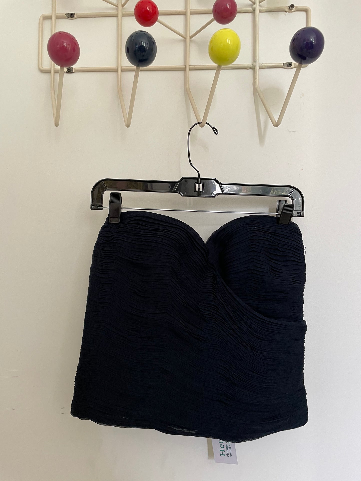 La Perla 2000's silk pleated dark blue bustier top