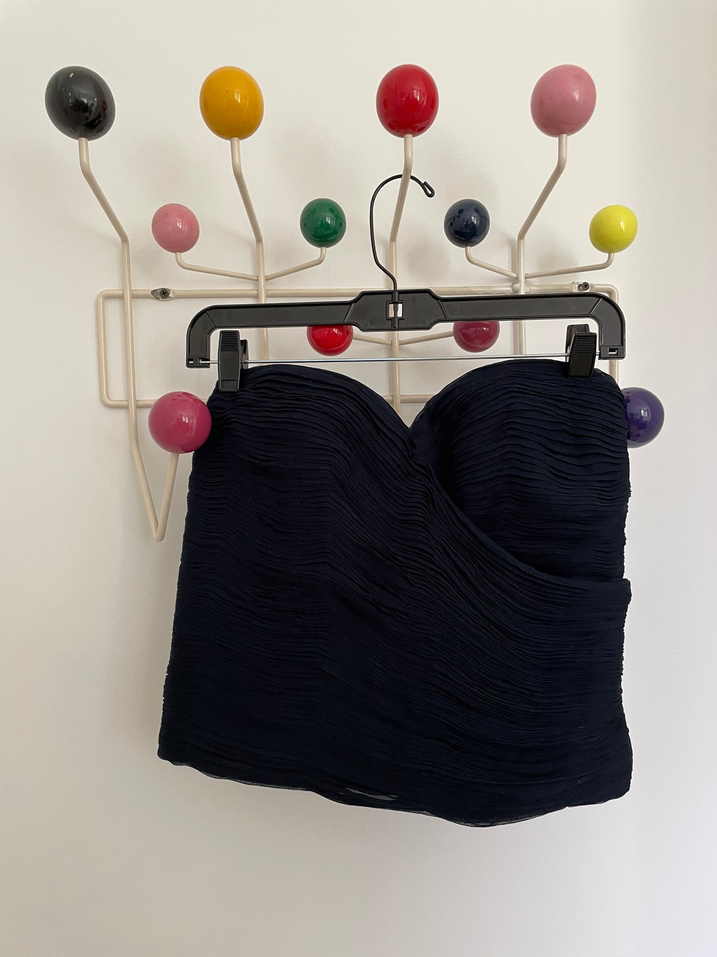 La Perla 2000's silk pleated dark blue bustier top