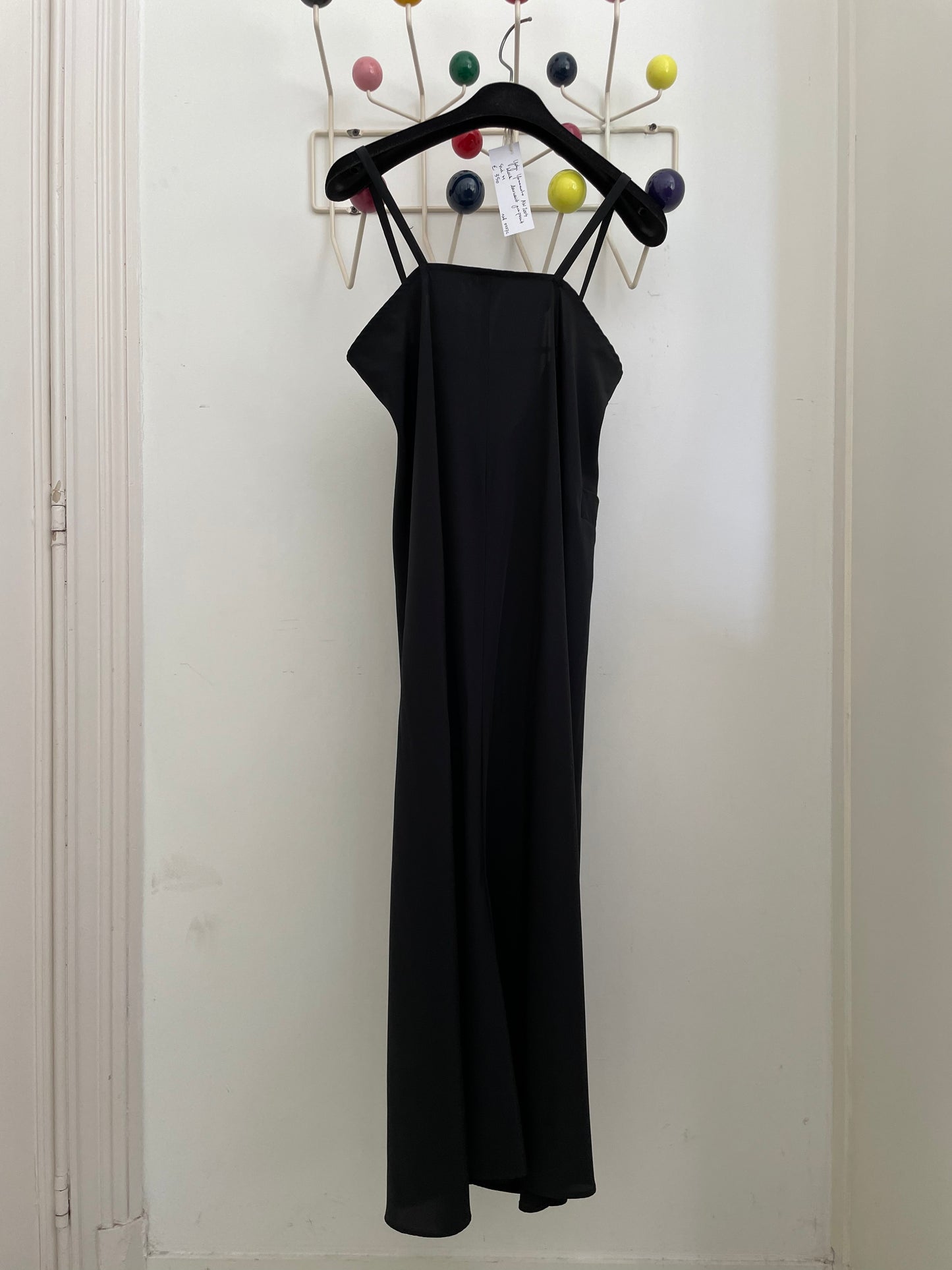 Yohji Yamamoto AW 2004 black wide silky jumpsuit with low crotch and short legs.