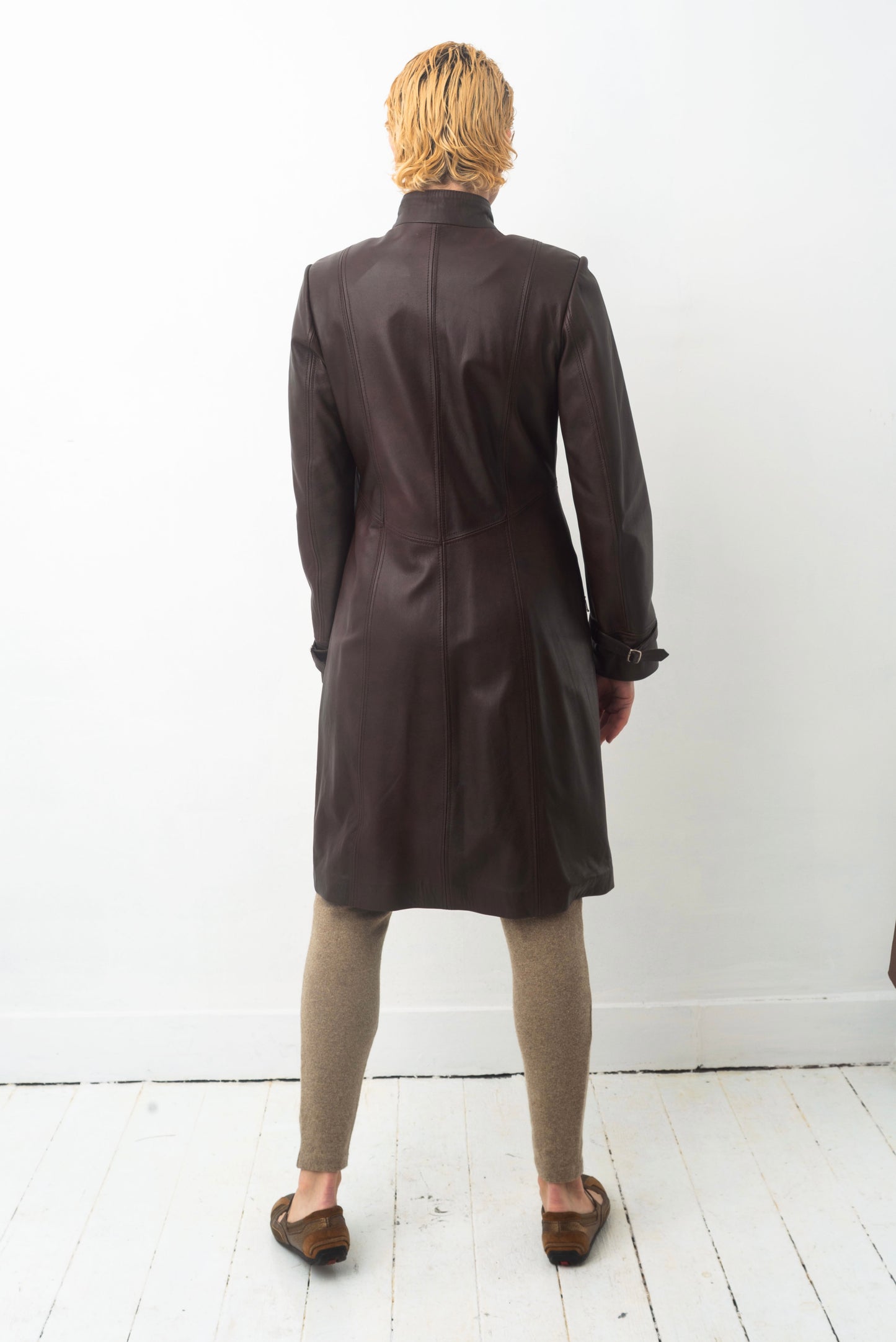 Jil Sander 2000’s leather long brown coat