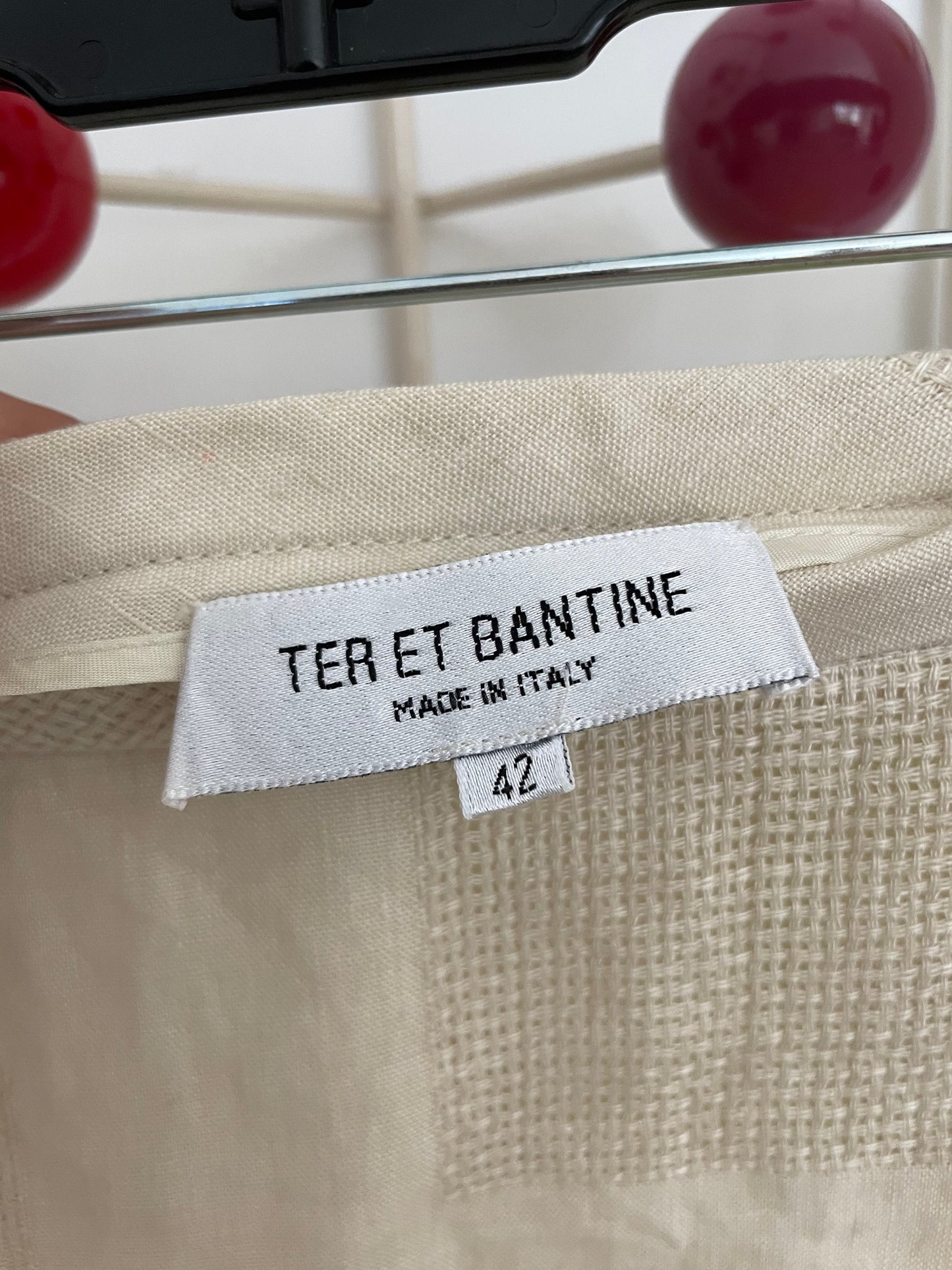 Ter et Bantine 90's beige linen reversed triangle shaped skirt