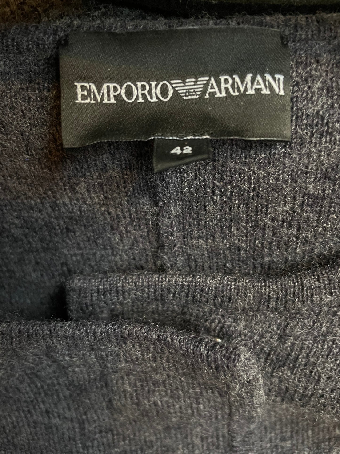 Emporio Armani FW 2015 wool grey cardigan with dyed rabbit fur sleeves