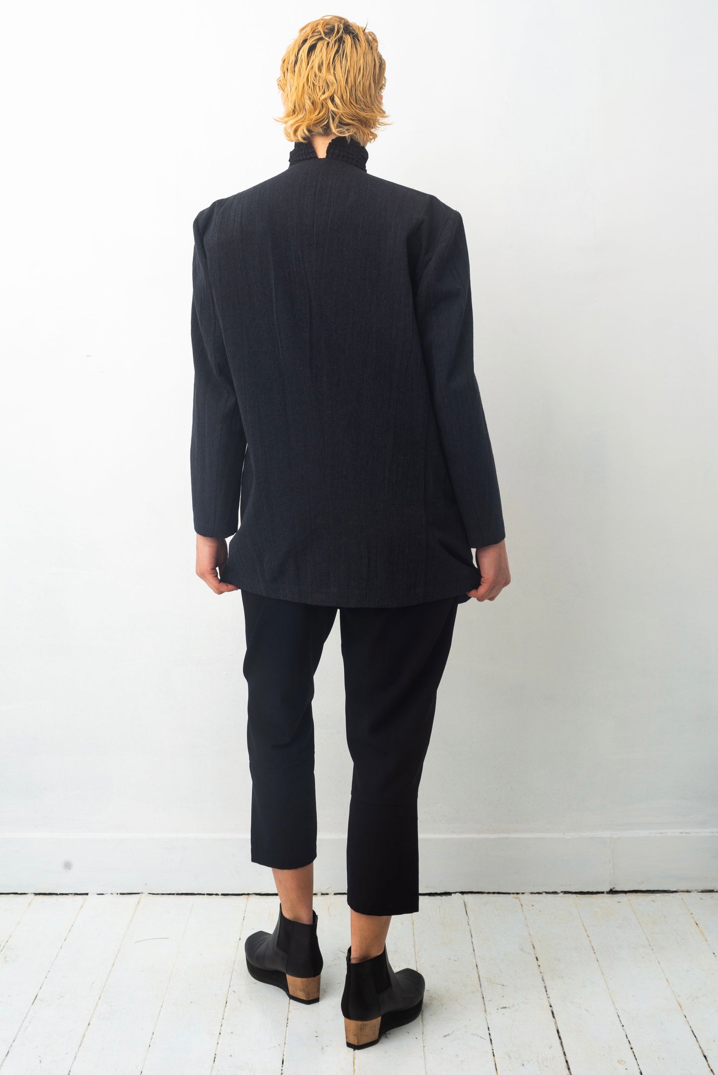 Yohji Yamamoto Y's 90's grey wrinkled wool wide collar blazer