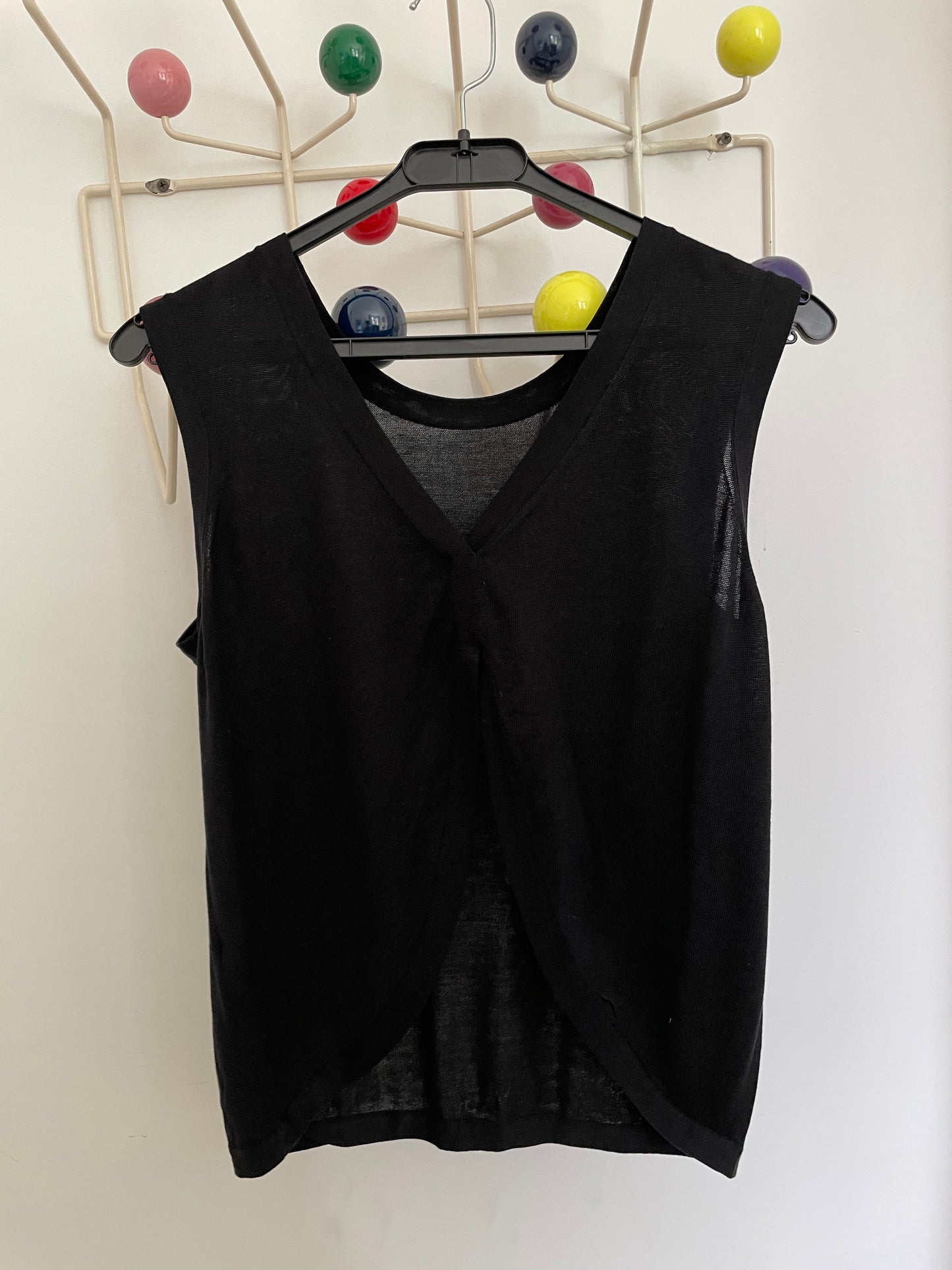 Calvin Klein 90's silk black knit reversible top with open back