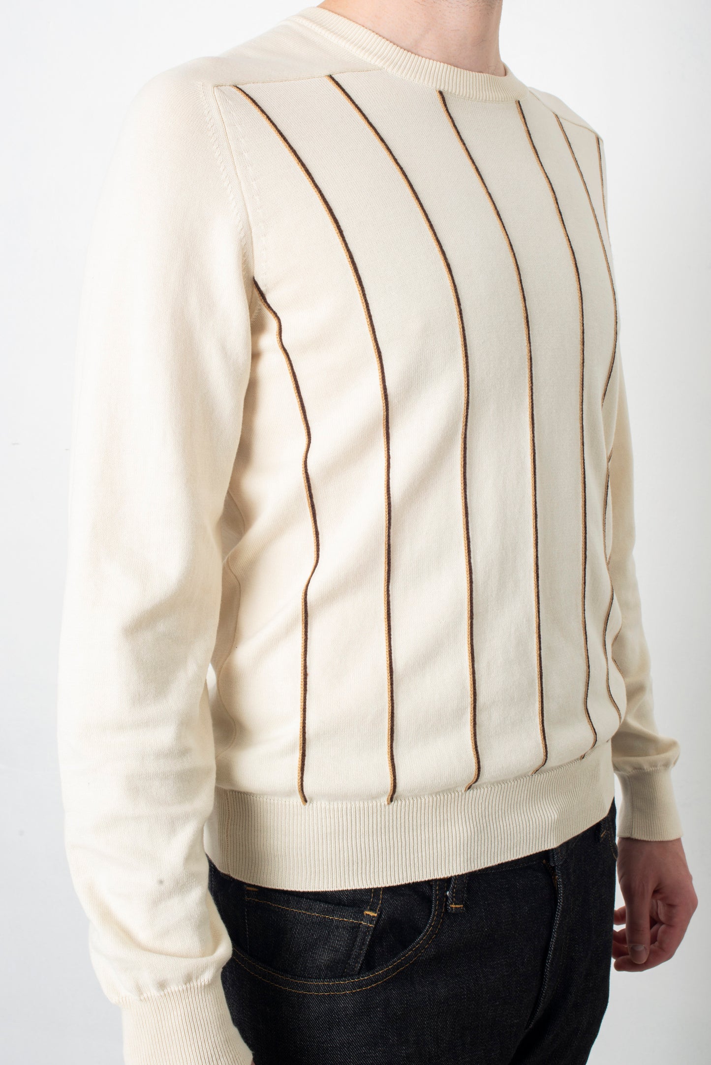 Margiela 2008 cotton knit off white striped sweater