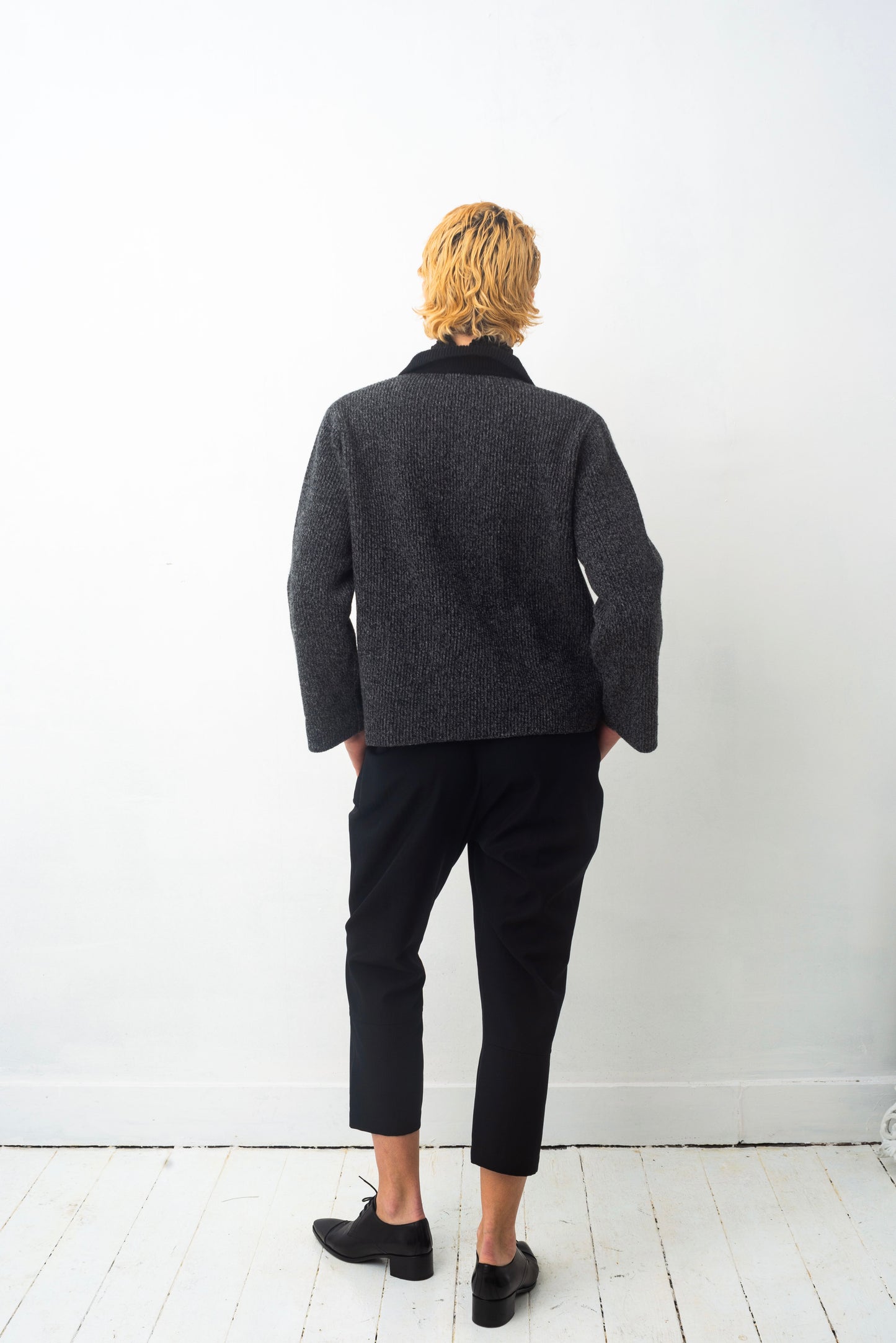 Y’s 90s grey and black knit double breasted cardigan