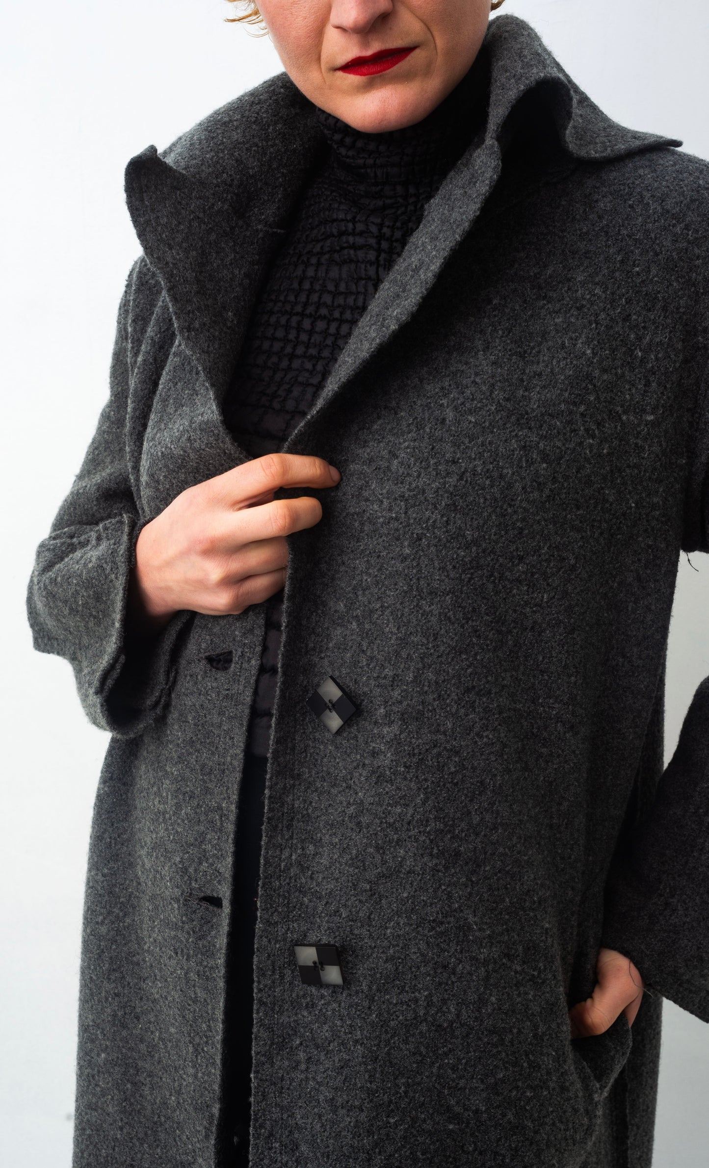 Comme des Garçons 90’s long grey boiled wool coat