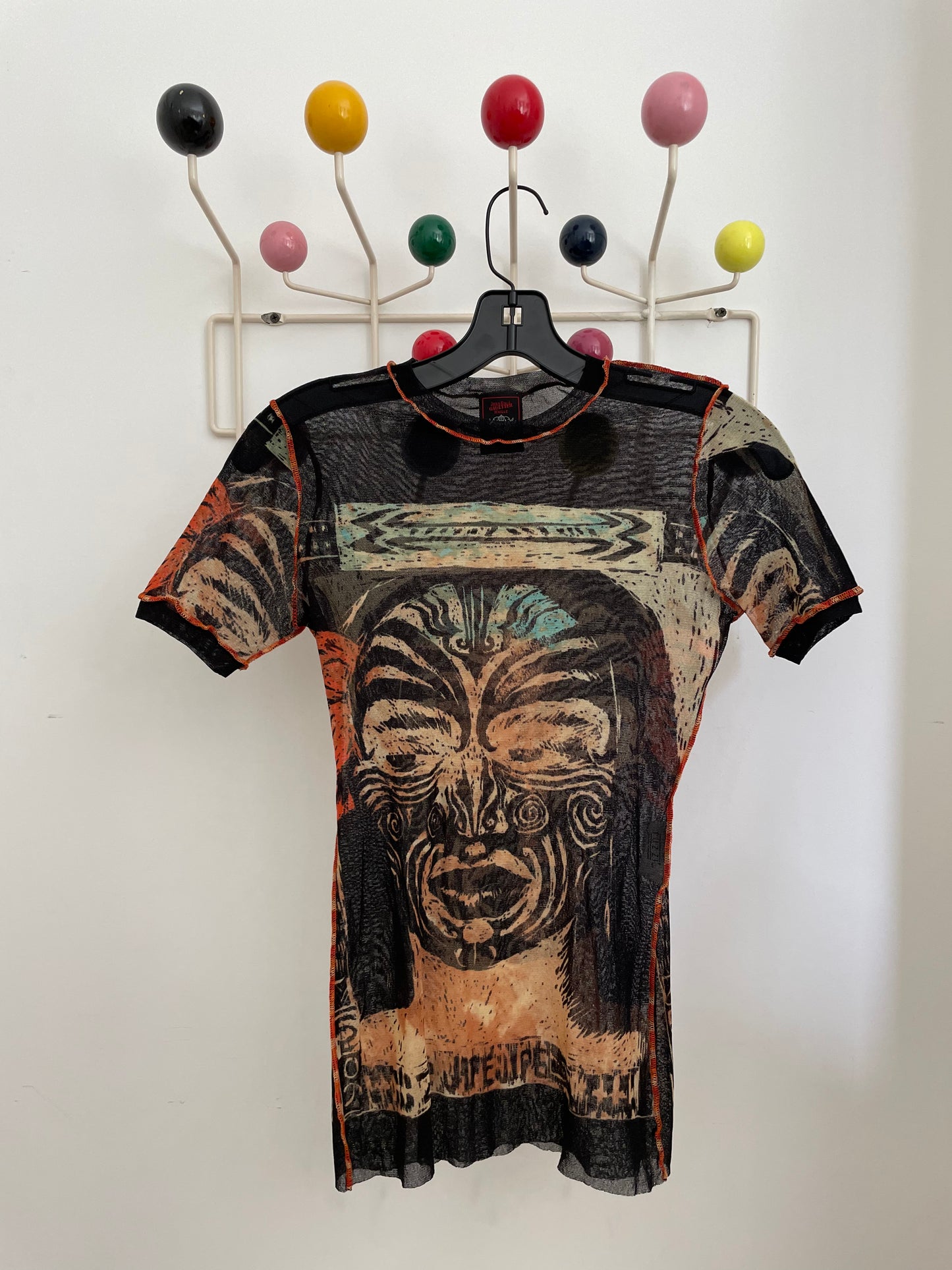 Jean Paul Gaultier SS 1995 Maori mesh printed top