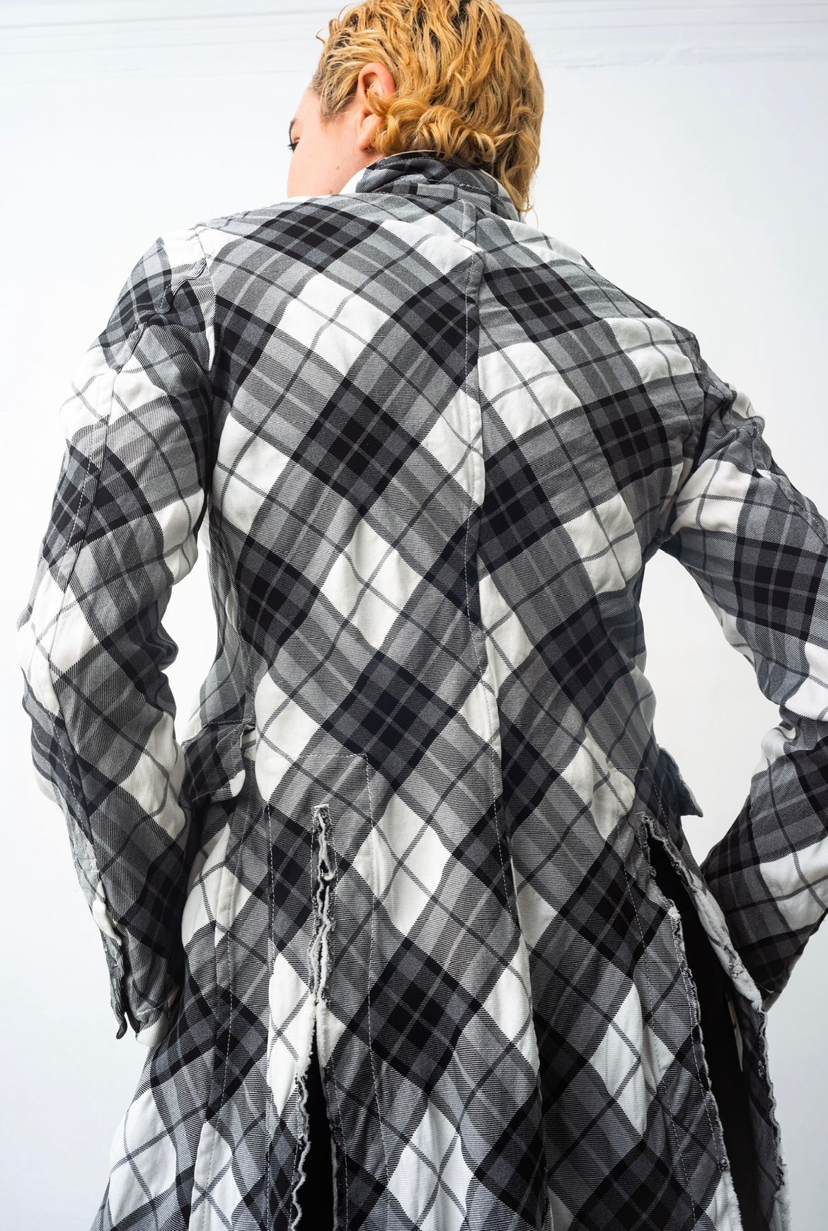 Comme des Garçons AD2010 checkered wrinkled black, grey and white jacket