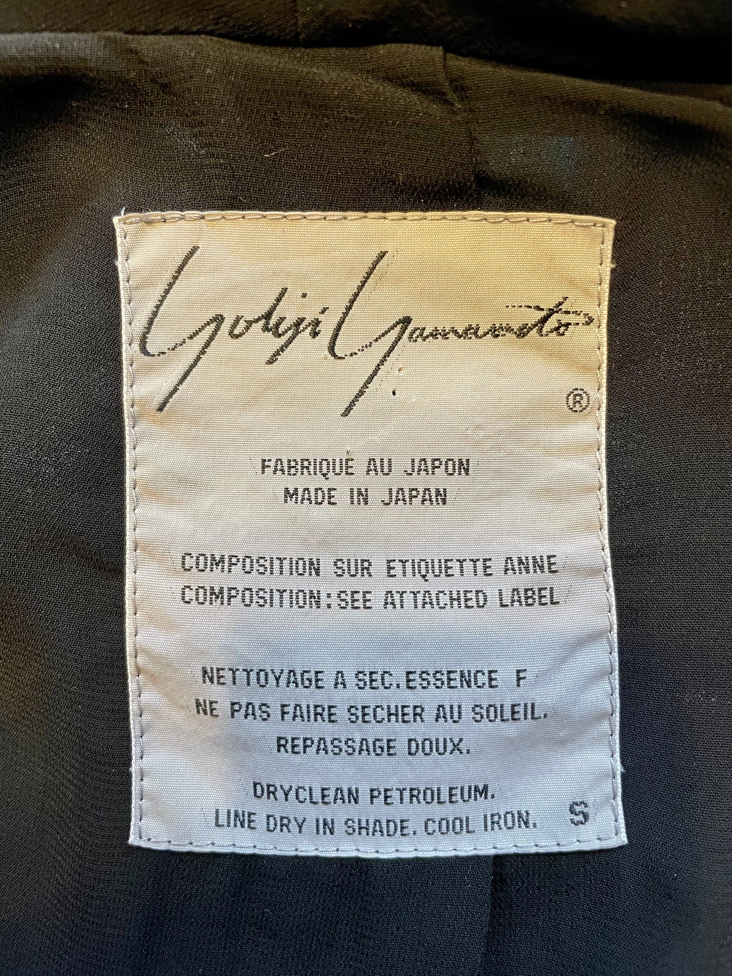 Yohji Yamamoto asymmetric black sheer long jacket