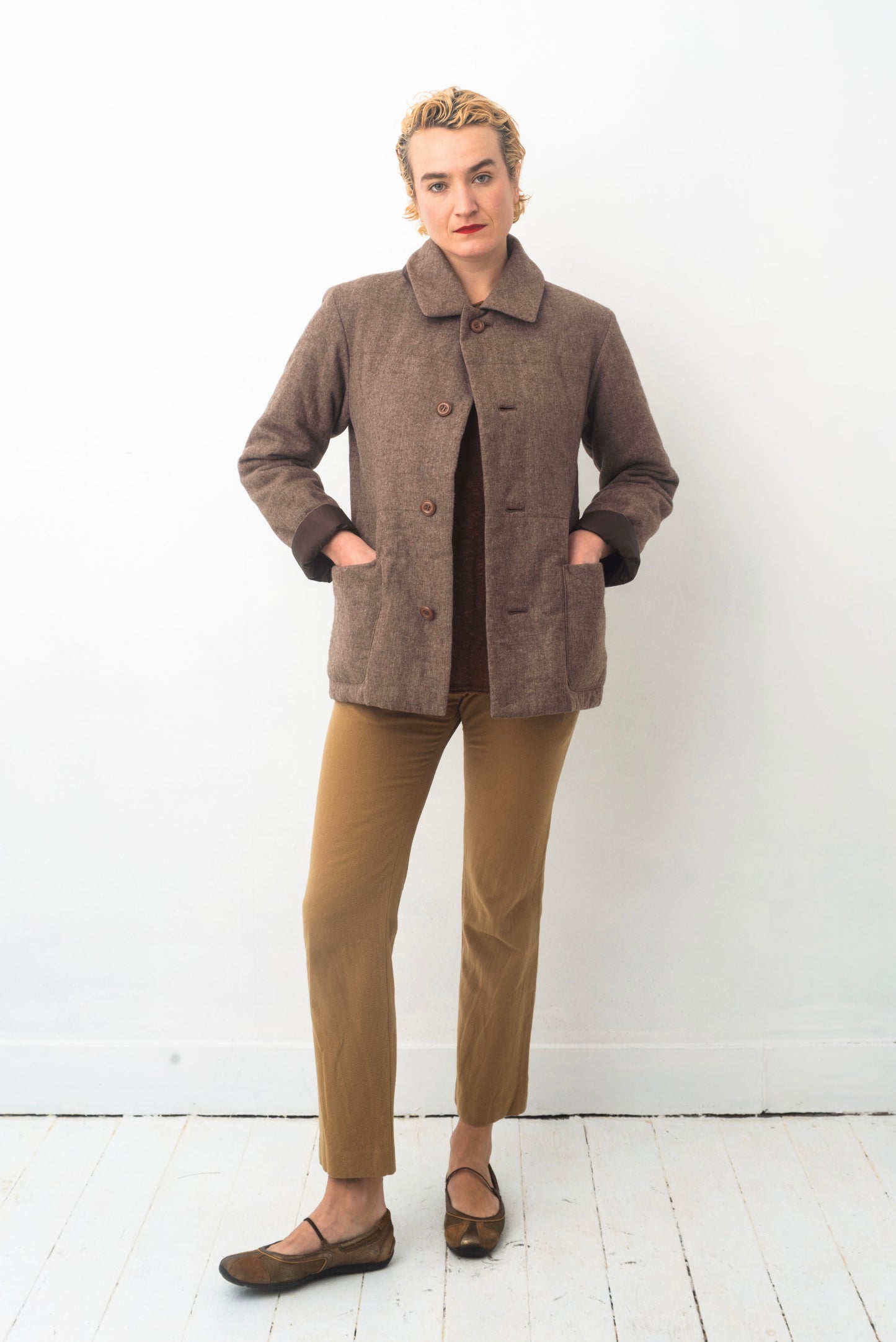 Issey Miyake Plantation 90’s reversible brown wool and padded nylon jacket