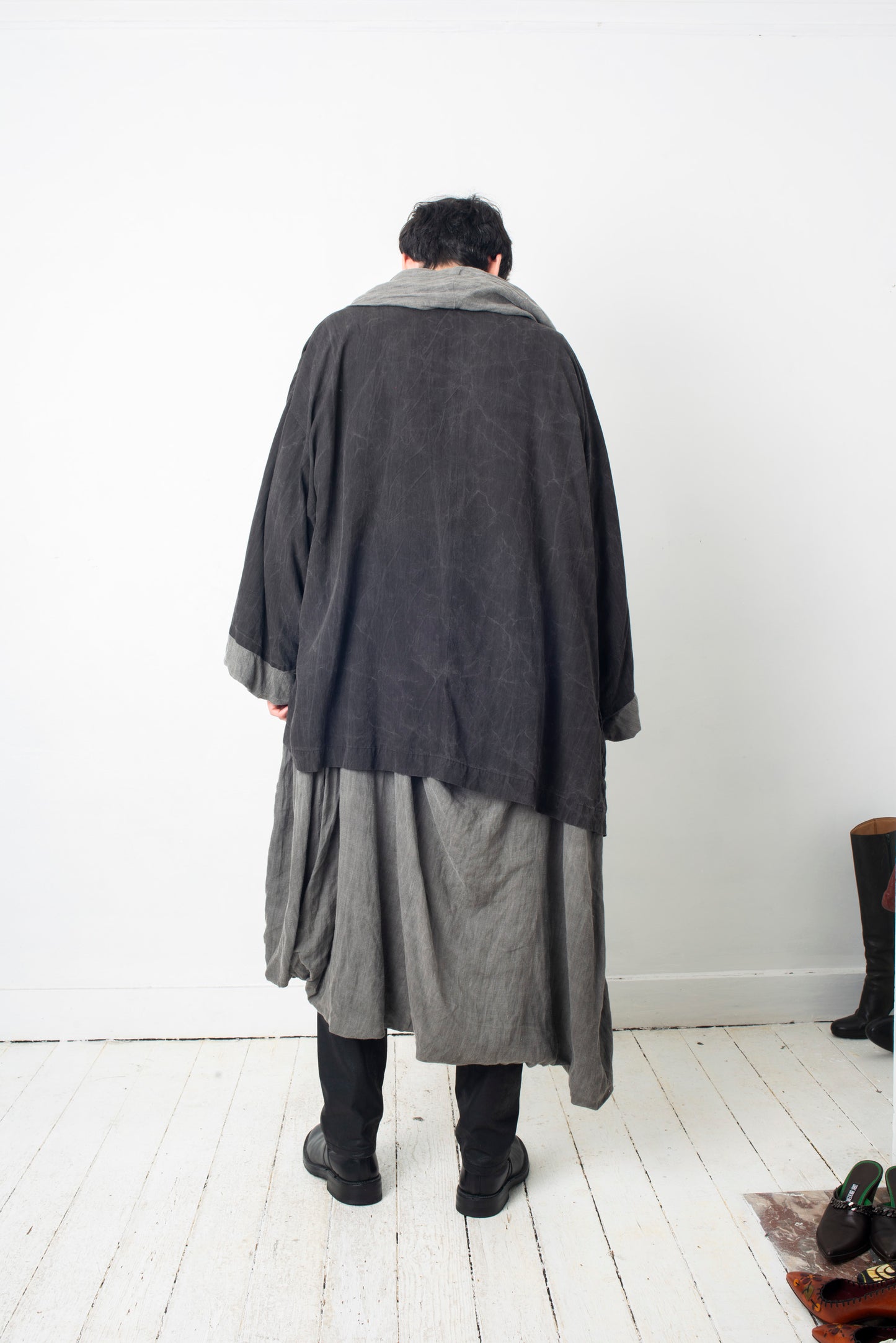 Comme des Garçons reversible wrinkled grey oversized coat