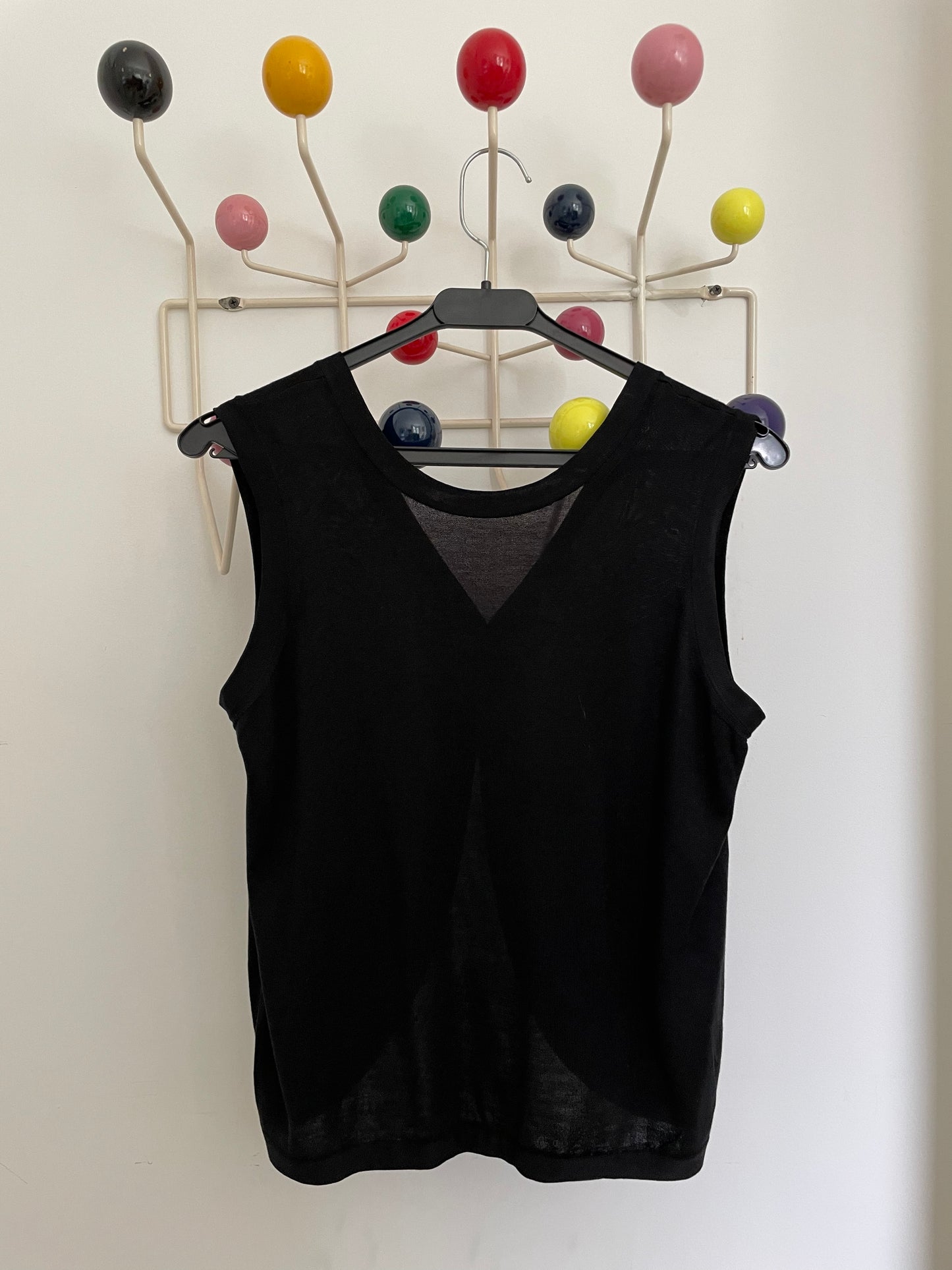 Calvin Klein 90's silk black knit reversible top with open back