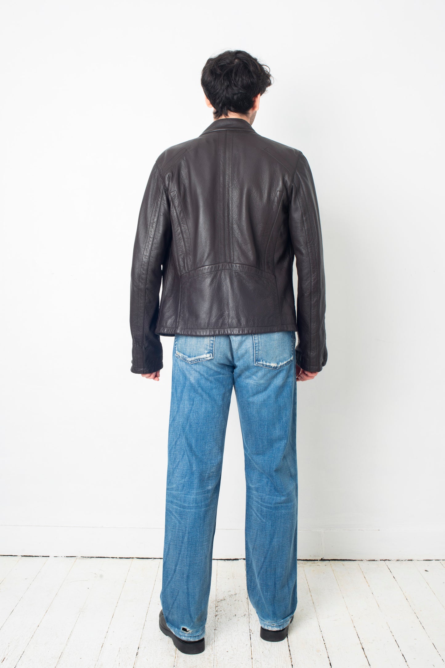 Dirk Bikkembergs 2000´s brown leather jacket with zipper sleeve detail