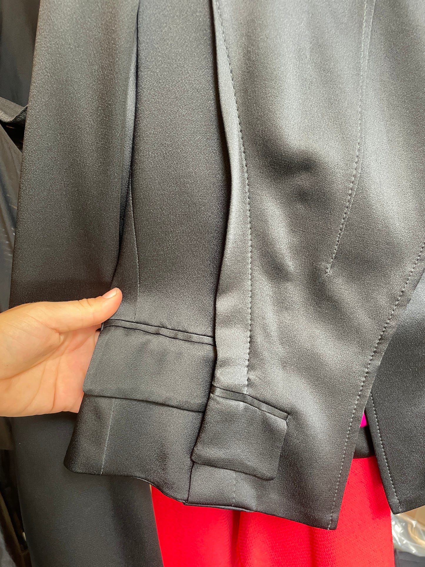 Haider Ackermann 2000's silk black pantsuit with fuchsia lining