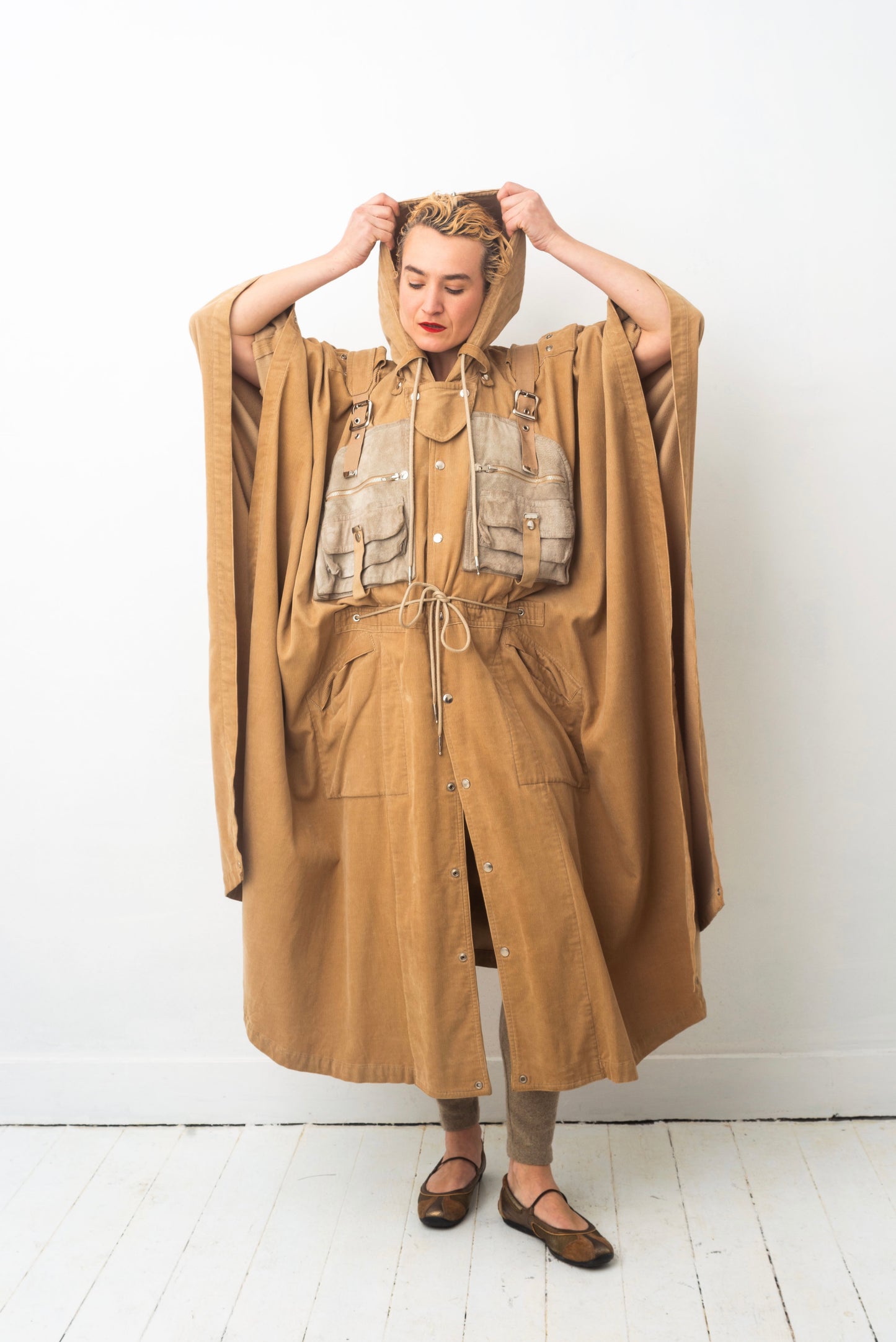 Kansaï Yamamoto 80’s dystopian cape with integrated backpack