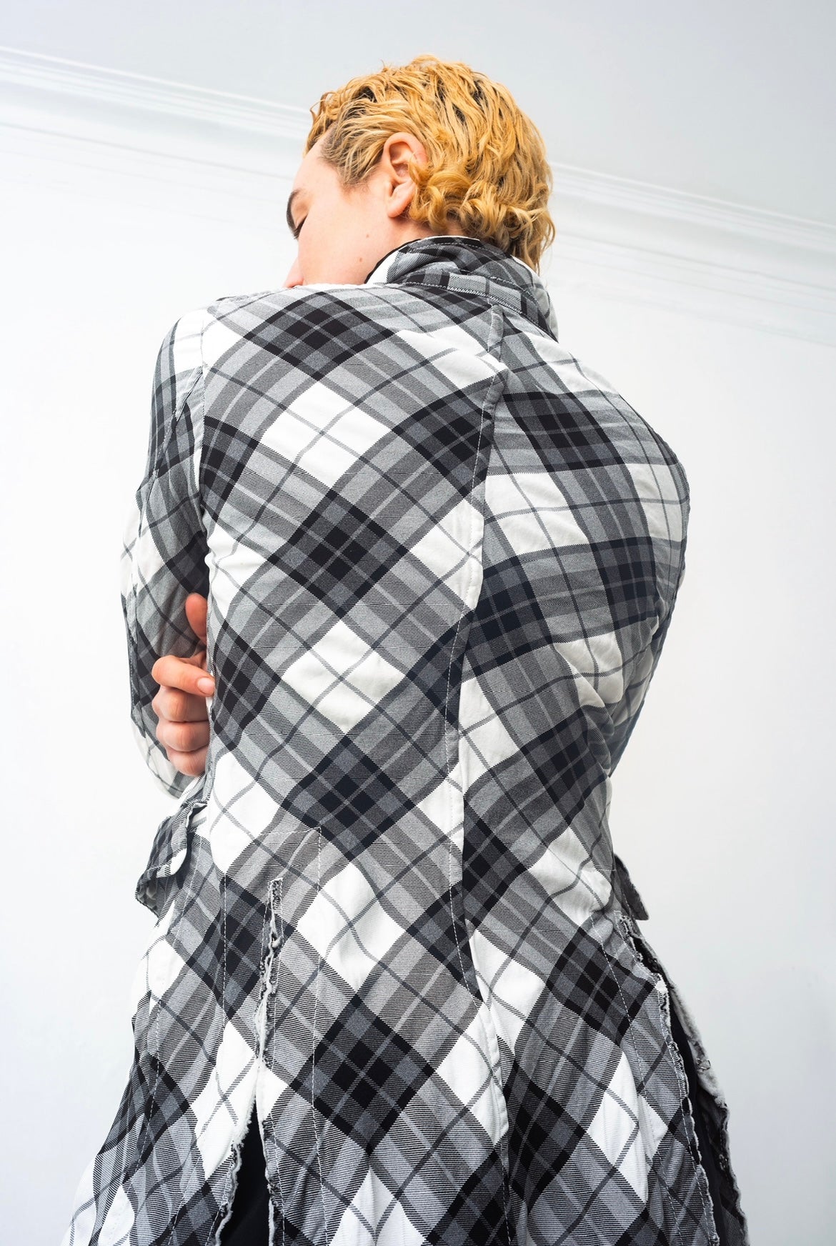 Comme des Garçons AD2010 checkered wrinkled black, grey and white jacket