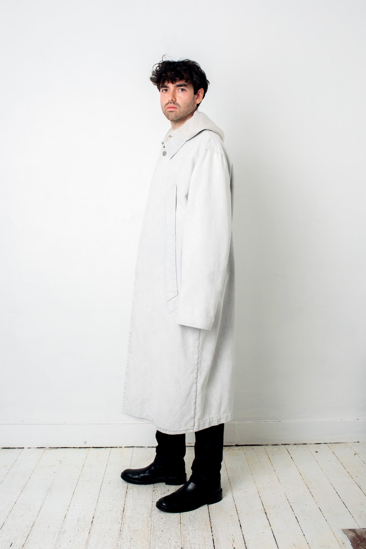 Margiela MM6 bleached denim trench coat