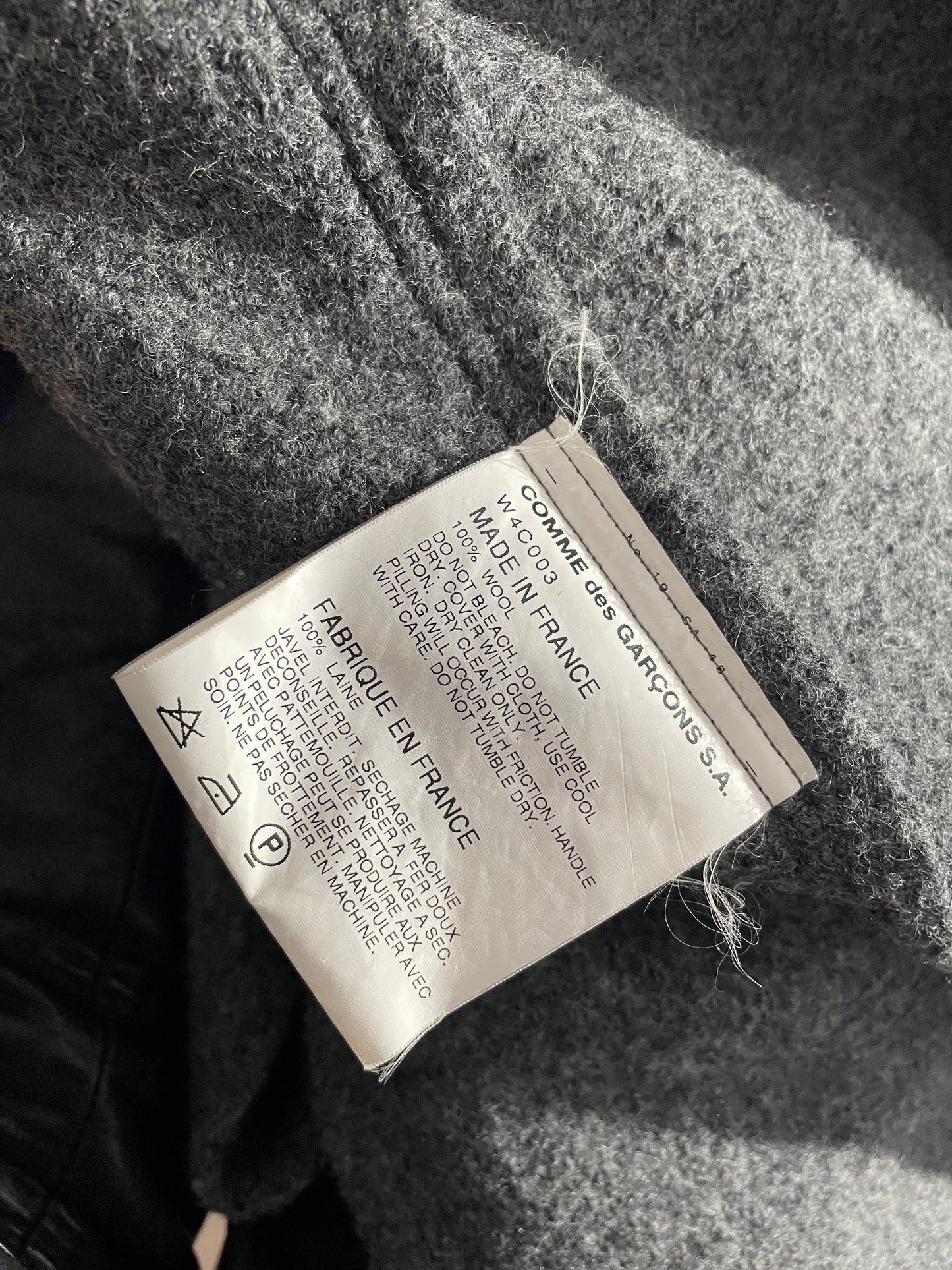Comme des Garçons 90’s long grey boiled wool coat