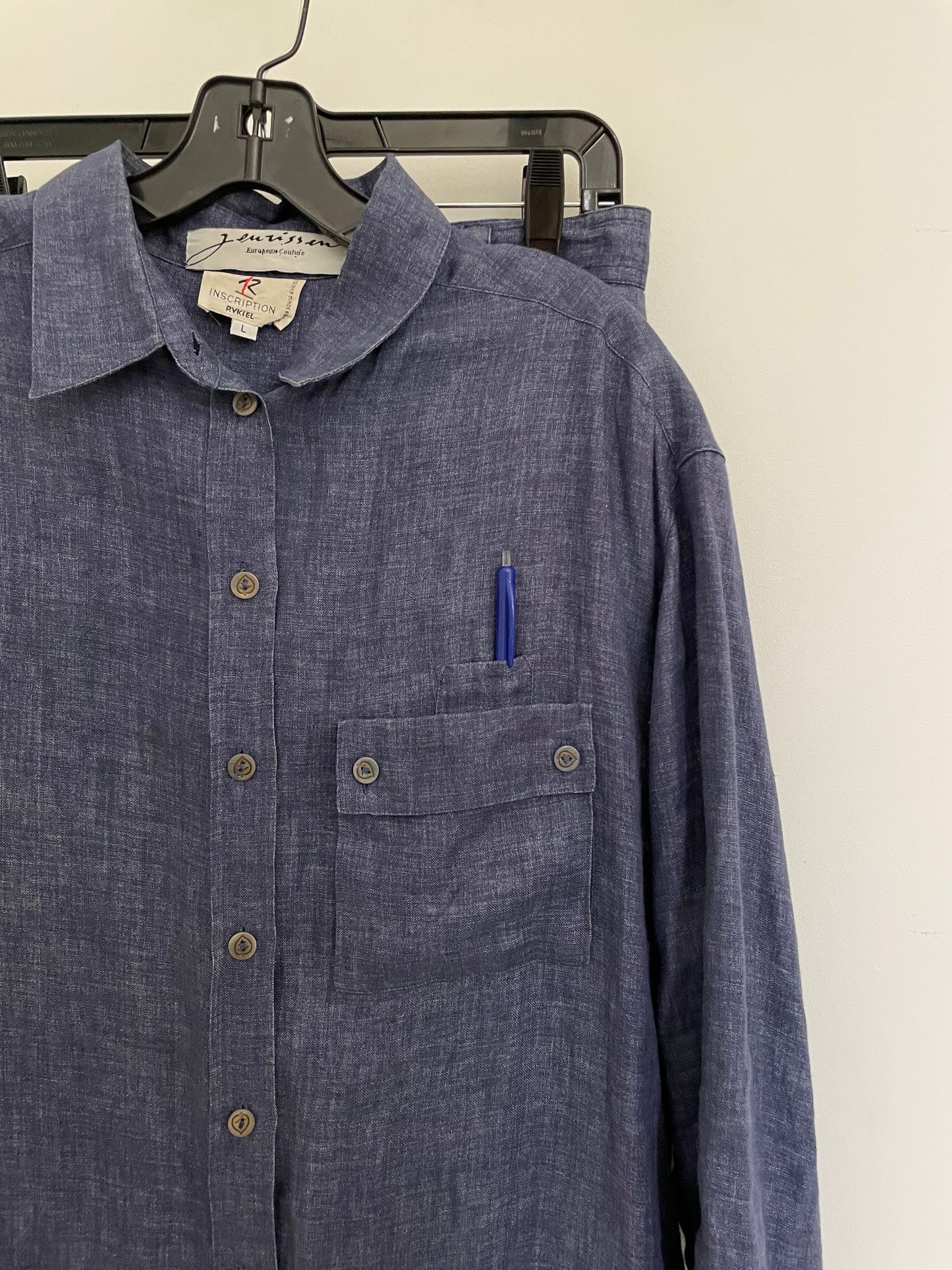 Sonia Rykiel Inscription 90s linnen blue short suit
