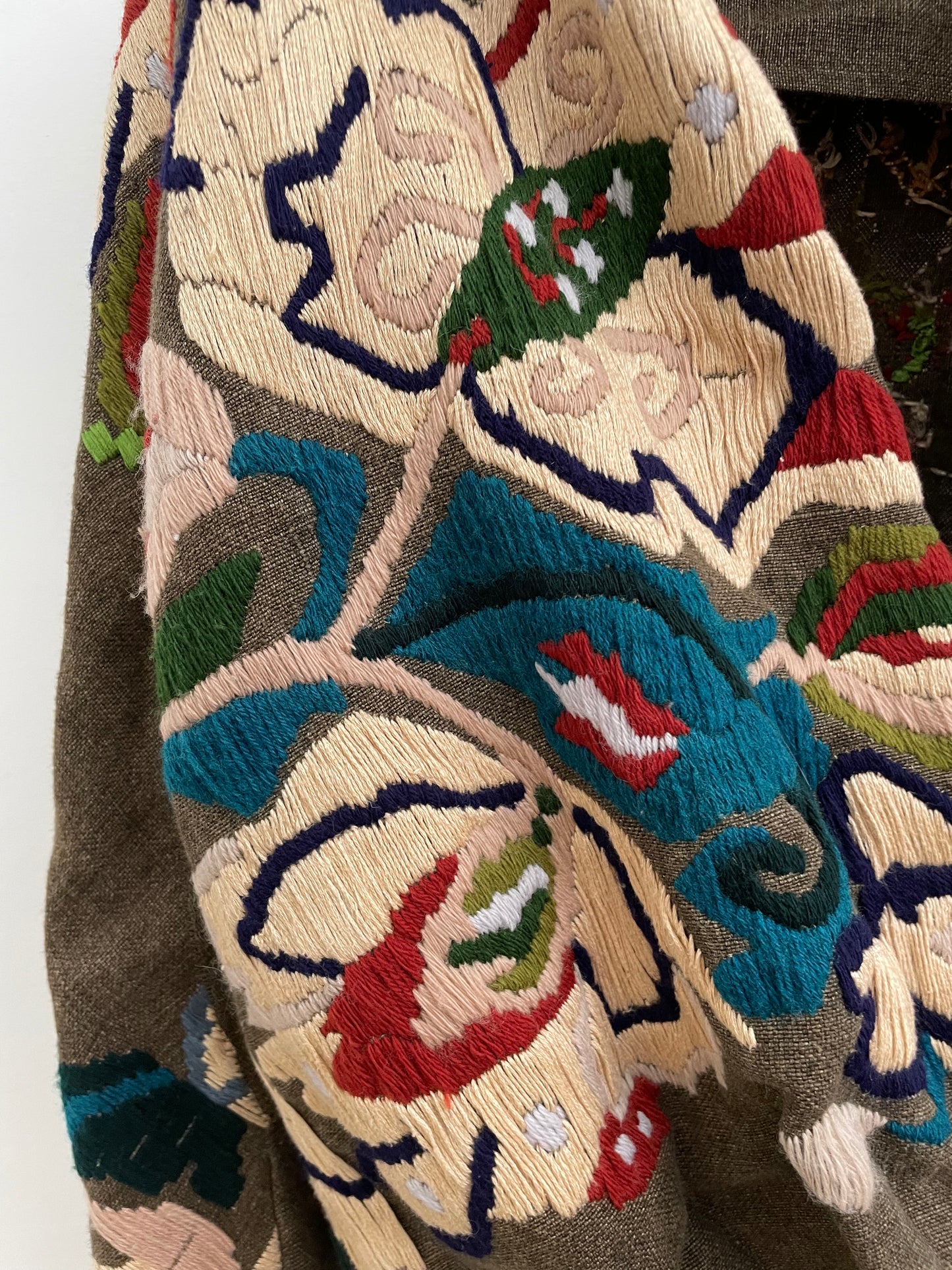 Dries van Noten FW 2002 linen runway jacket with embroidered flowers