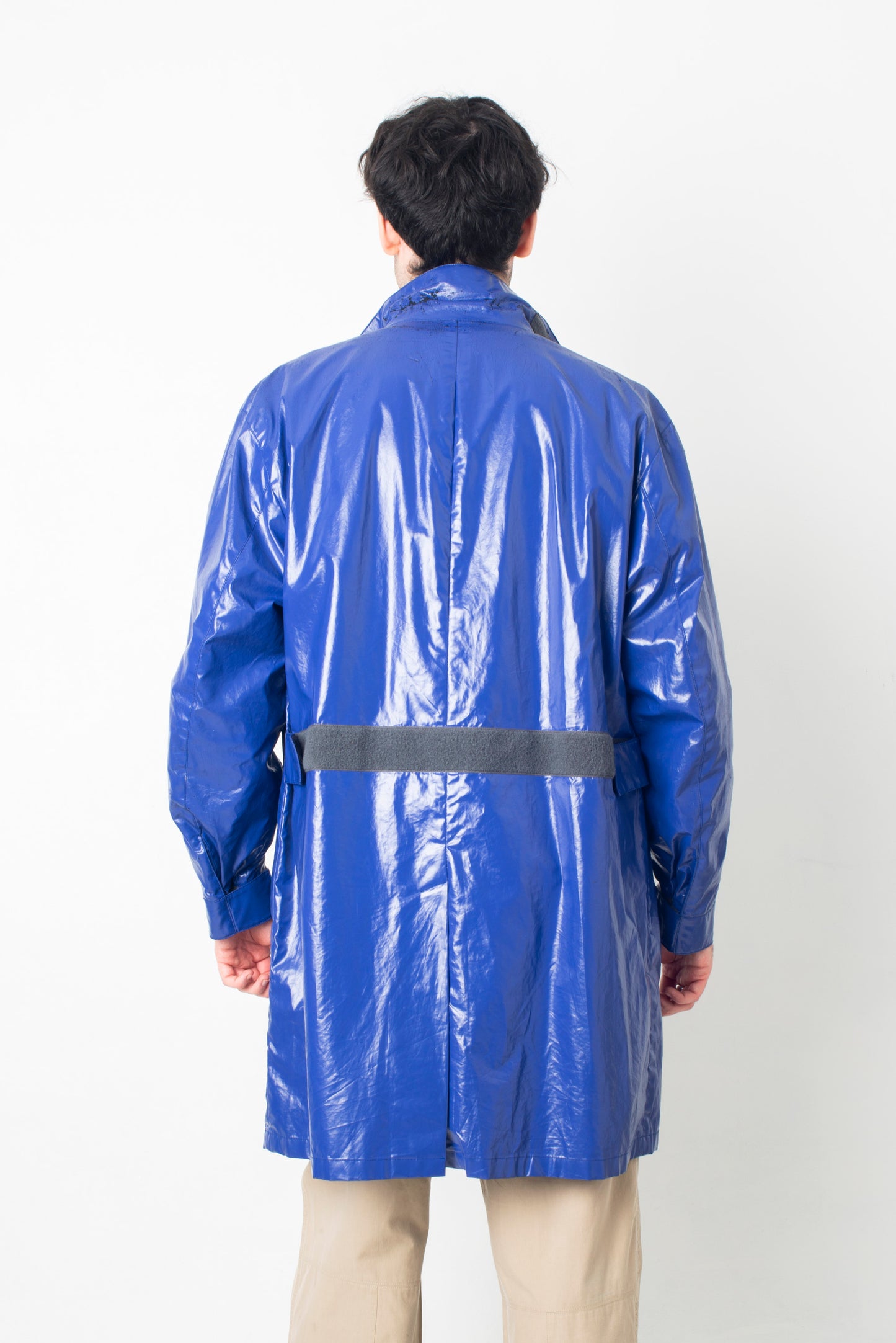 Prada Linea Rossa 2000´s electric blue nylon rain jacket with Velcro closure