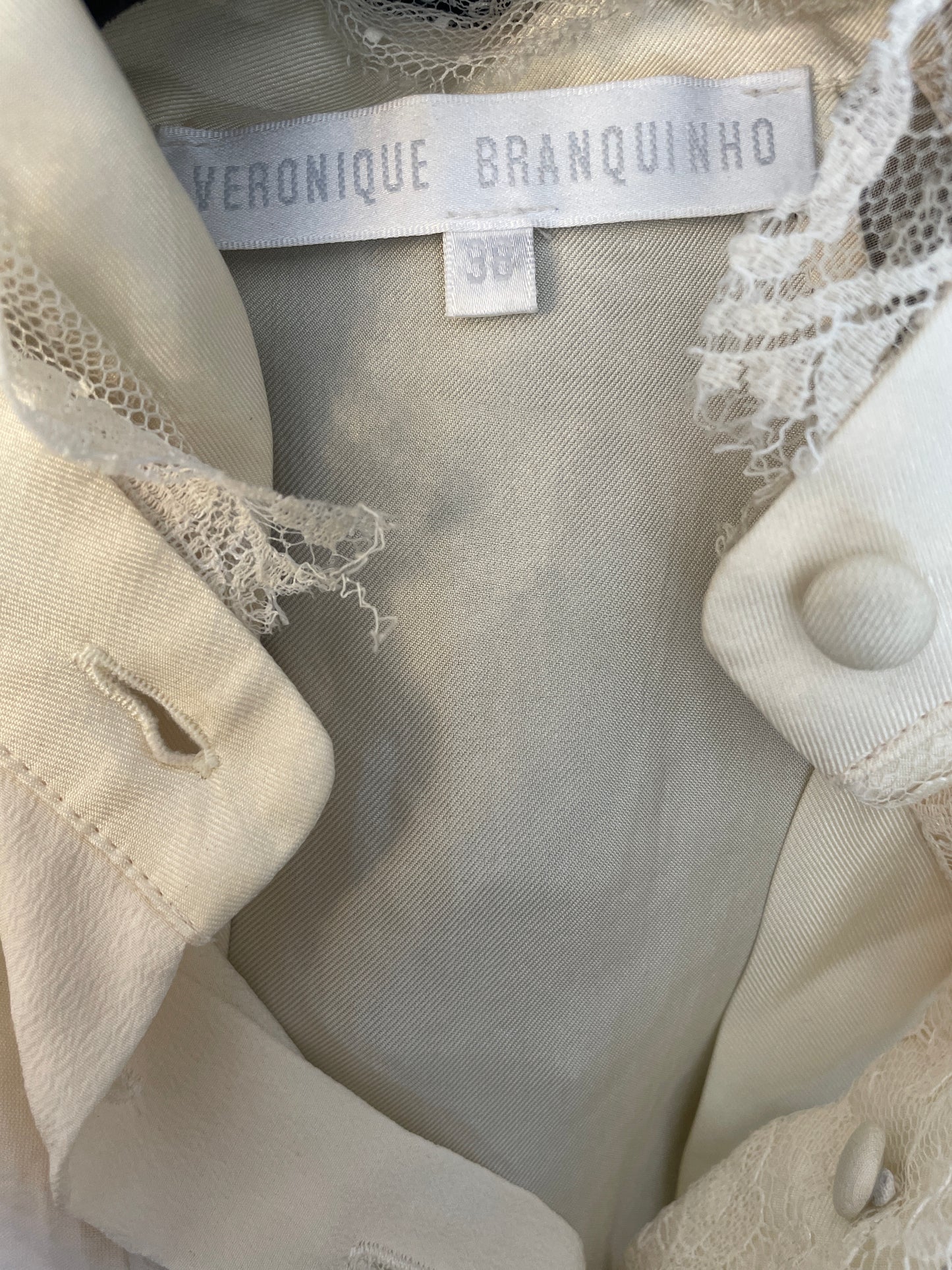 Veronique Branquinho FW 2006/7 eggshell white silk and lace dress