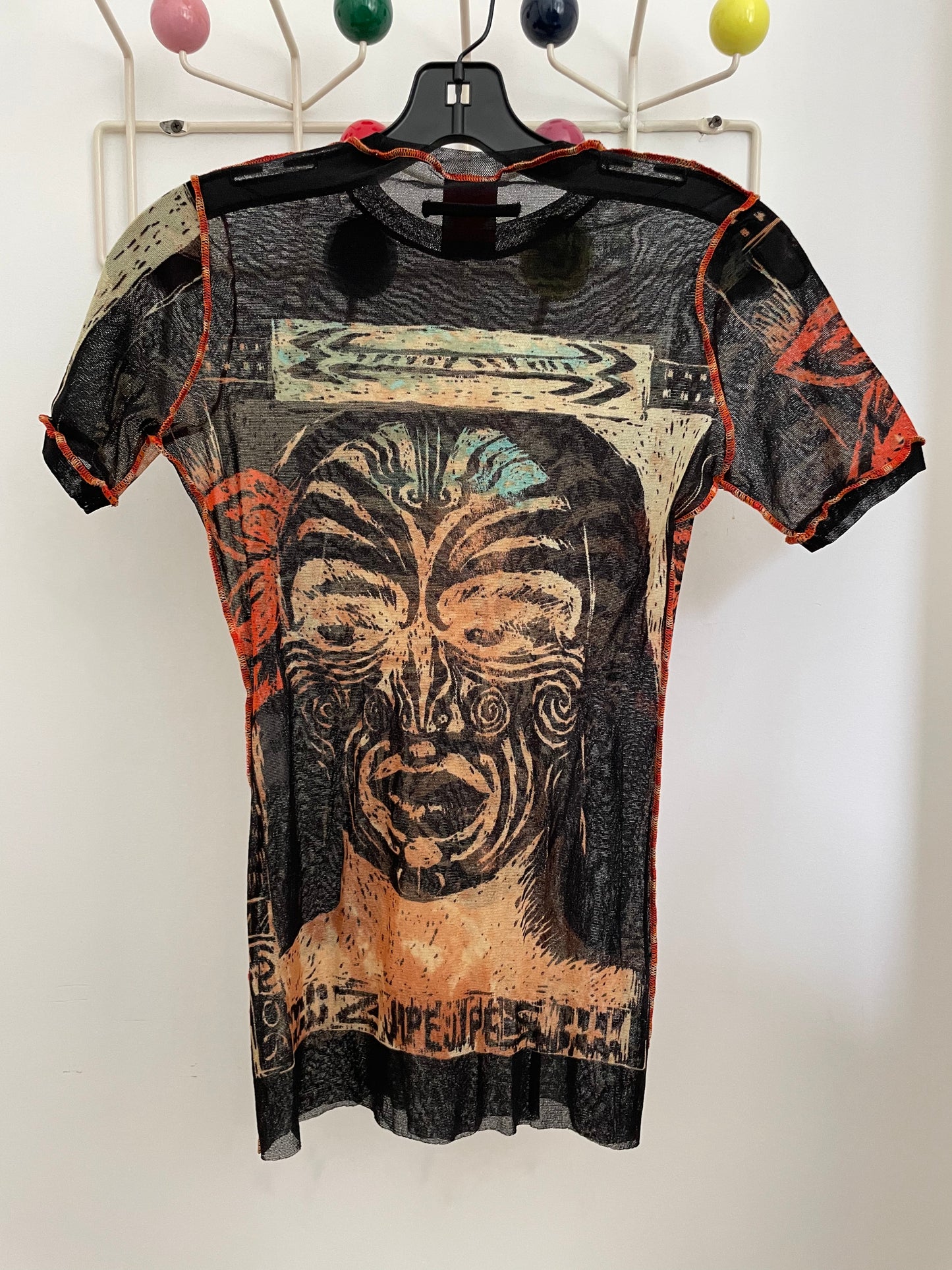 Jean Paul Gaultier SS 1995 Maori mesh printed top