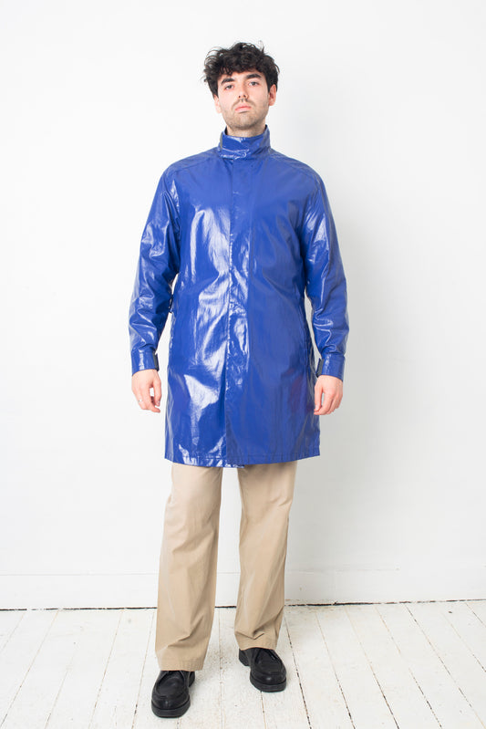 Prada Linea Rossa 2000´s electric blue nylon rain jacket with Velcro closure