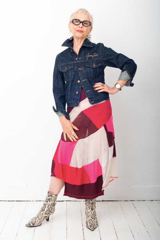 Jeremy Scott Paris 2000's denim jacket with embroidered face