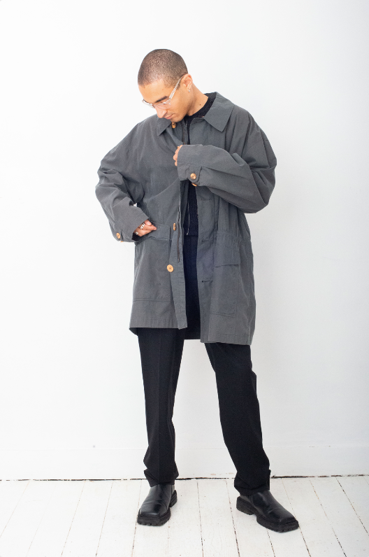 Giorgio Armani 90´s grey waxed cotton coat